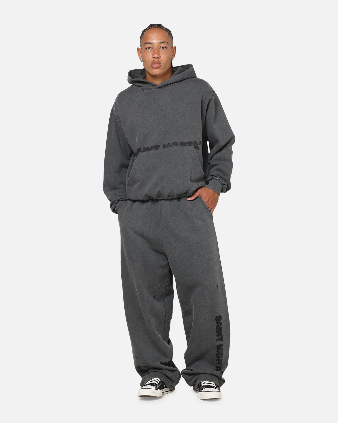 Saint Morta Apocalypse Boxy Hoodie Washed Charcoal - Image 2