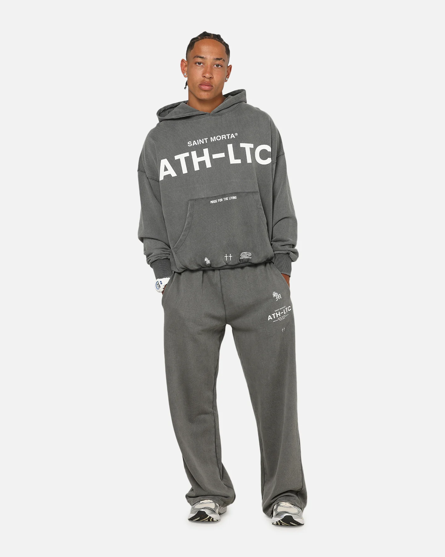 Saint Morta Athltc Hoodie Washed Charcoal - Image 3