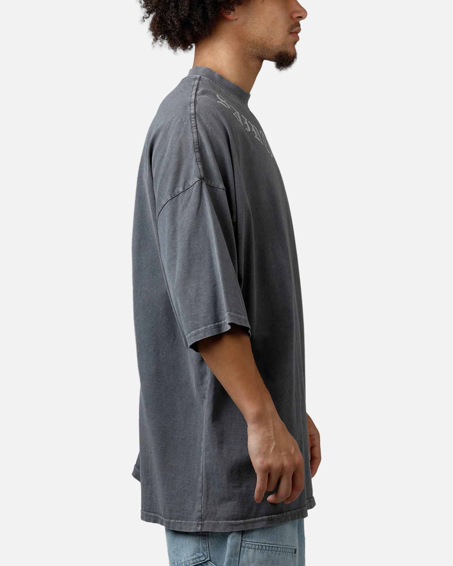 Saint Morta Barbaric Mock Neck T-Shirt Washed Charcoal - Image 4