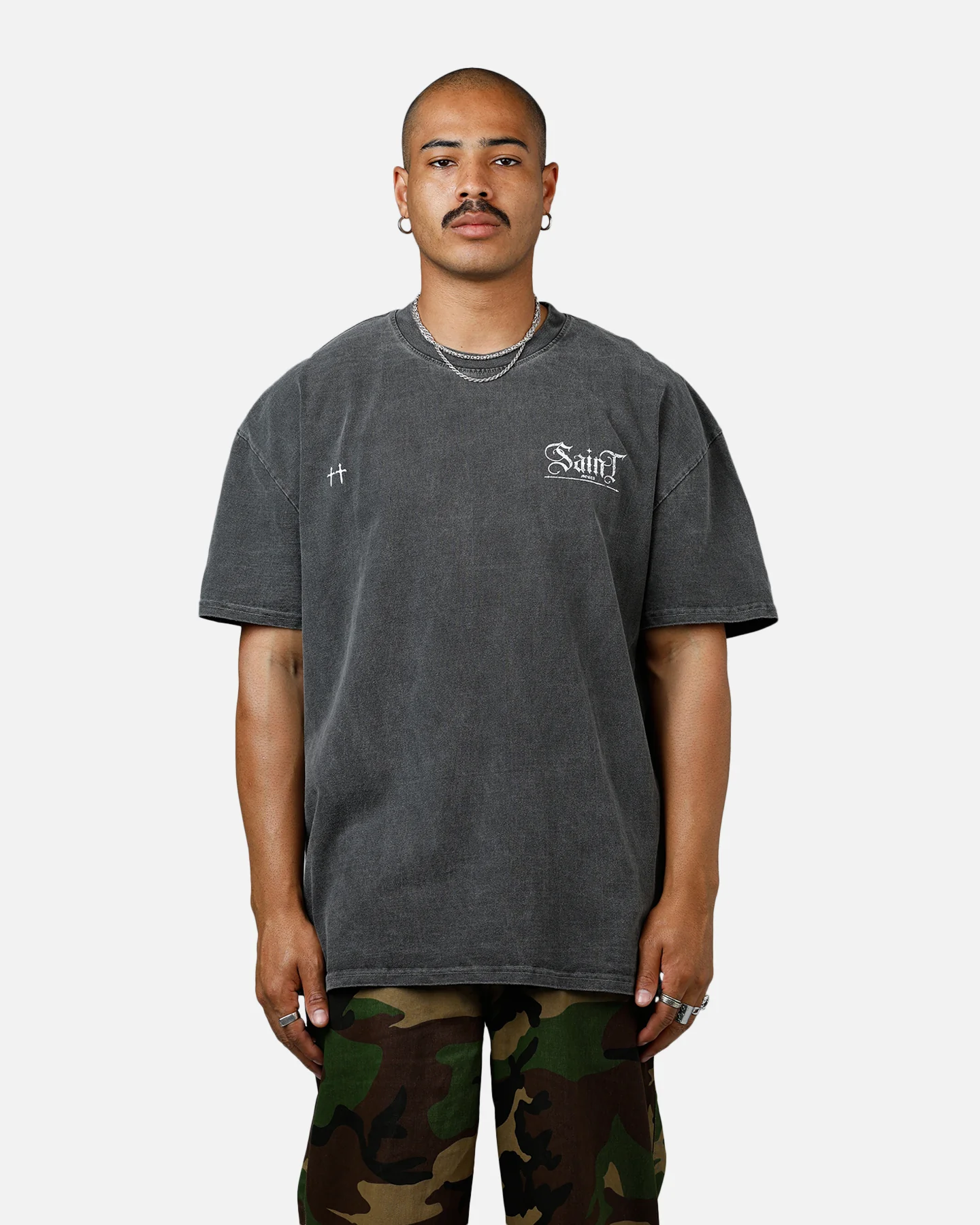 Saint Morta Candle Lit Boxy T-Shirt Black Wash - Image 2