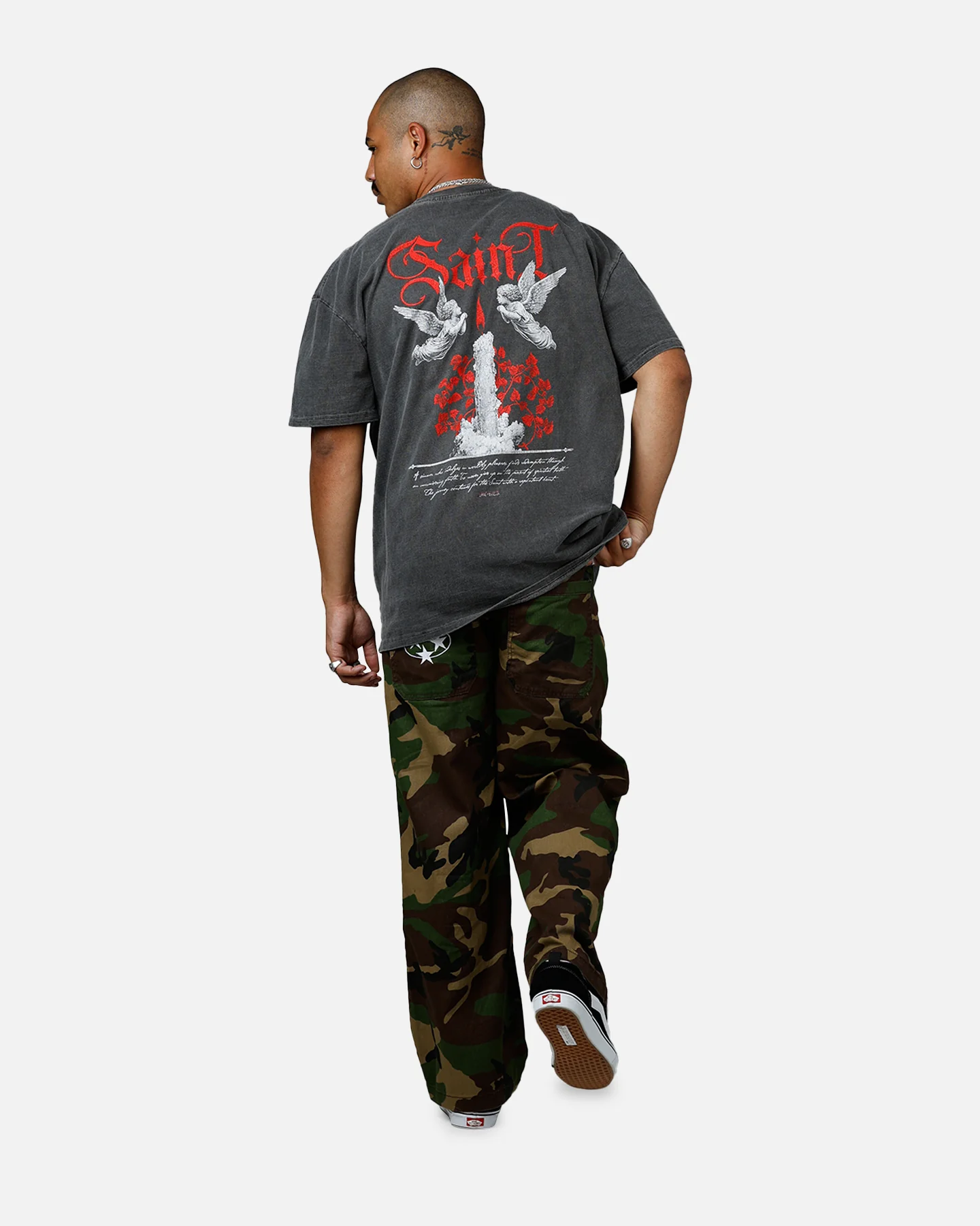 Saint Morta Candle Lit Boxy T-Shirt Black Wash - Image 6