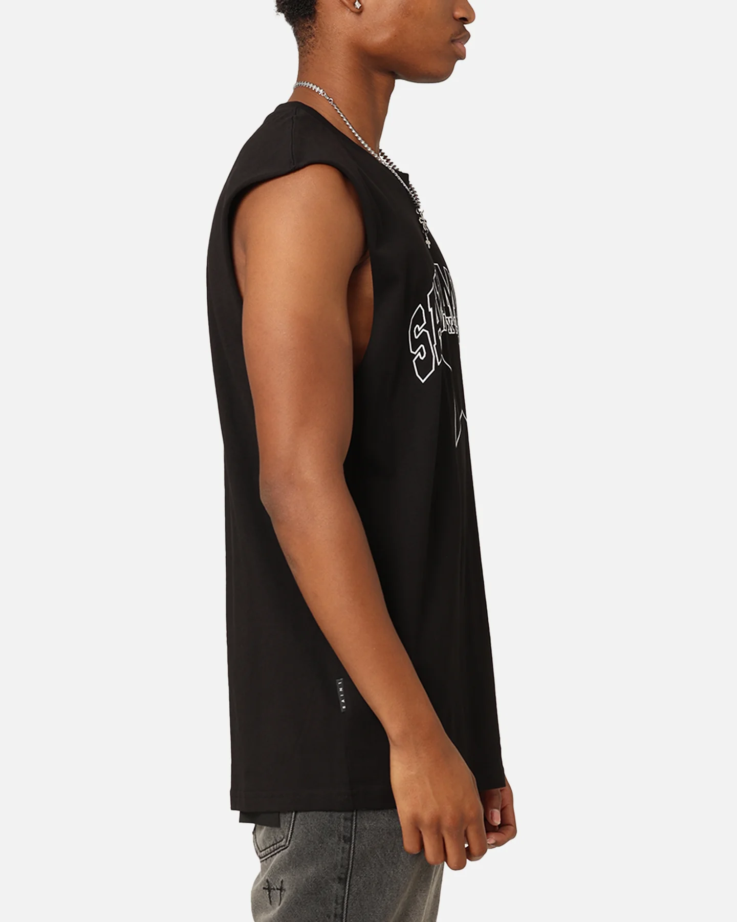 Saint Morta College Star Oversized Muscle T-Shirt Black - Image 4