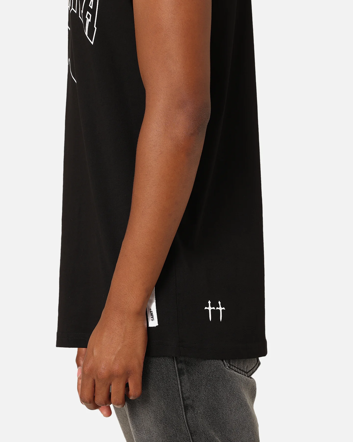 Saint Morta College Star Oversized Muscle T-Shirt Black - Image 6