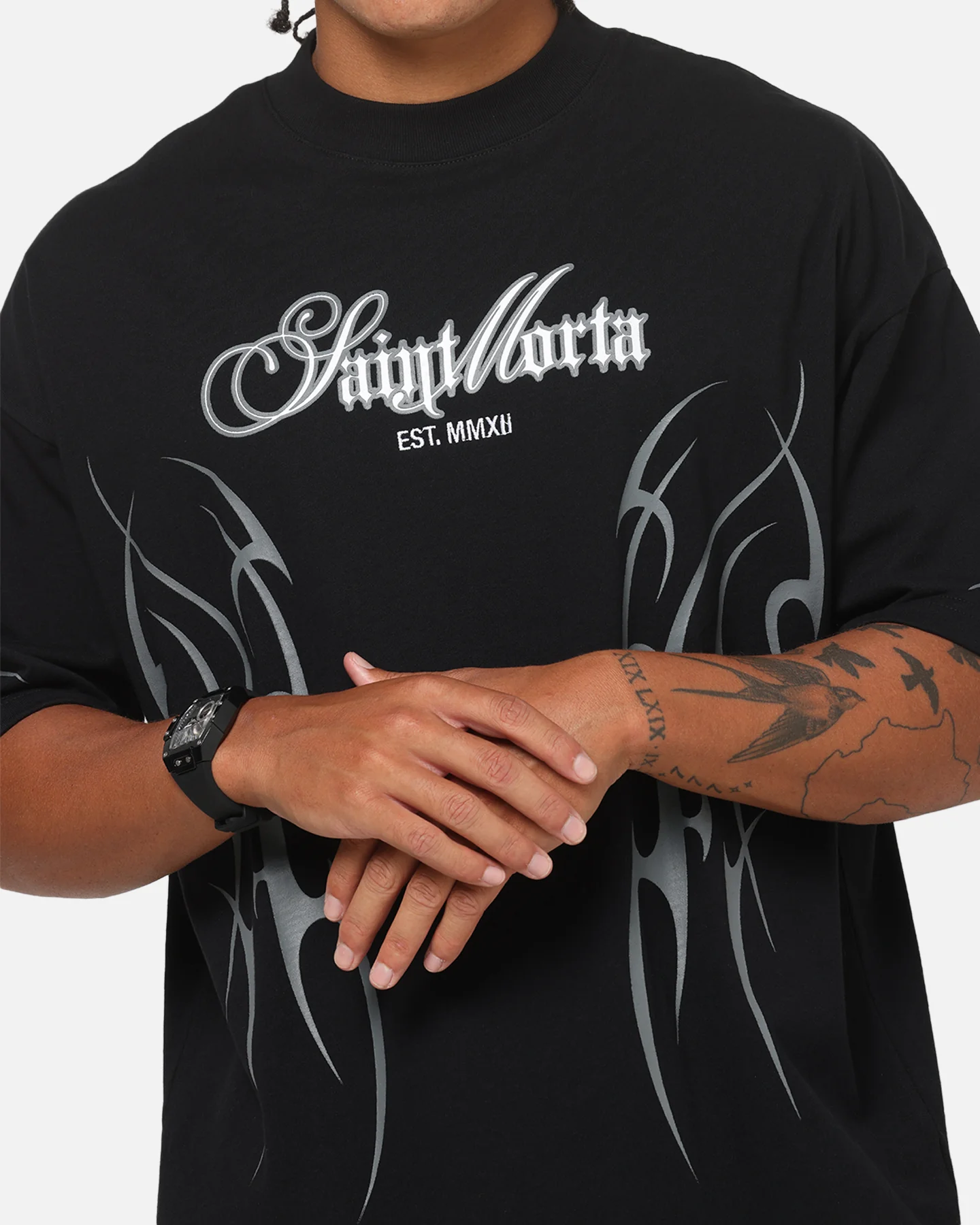 Saint Morta Consortium Boxy T-Shirt Black - Image 6