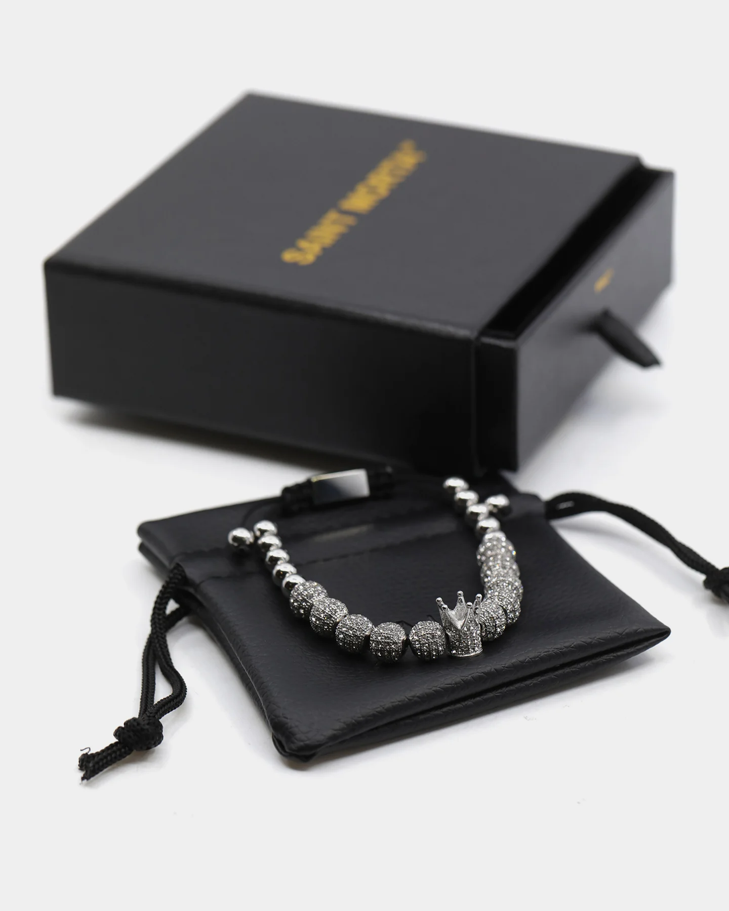 Saint Morta Crown Bracelet Iced White Gold - Image 8