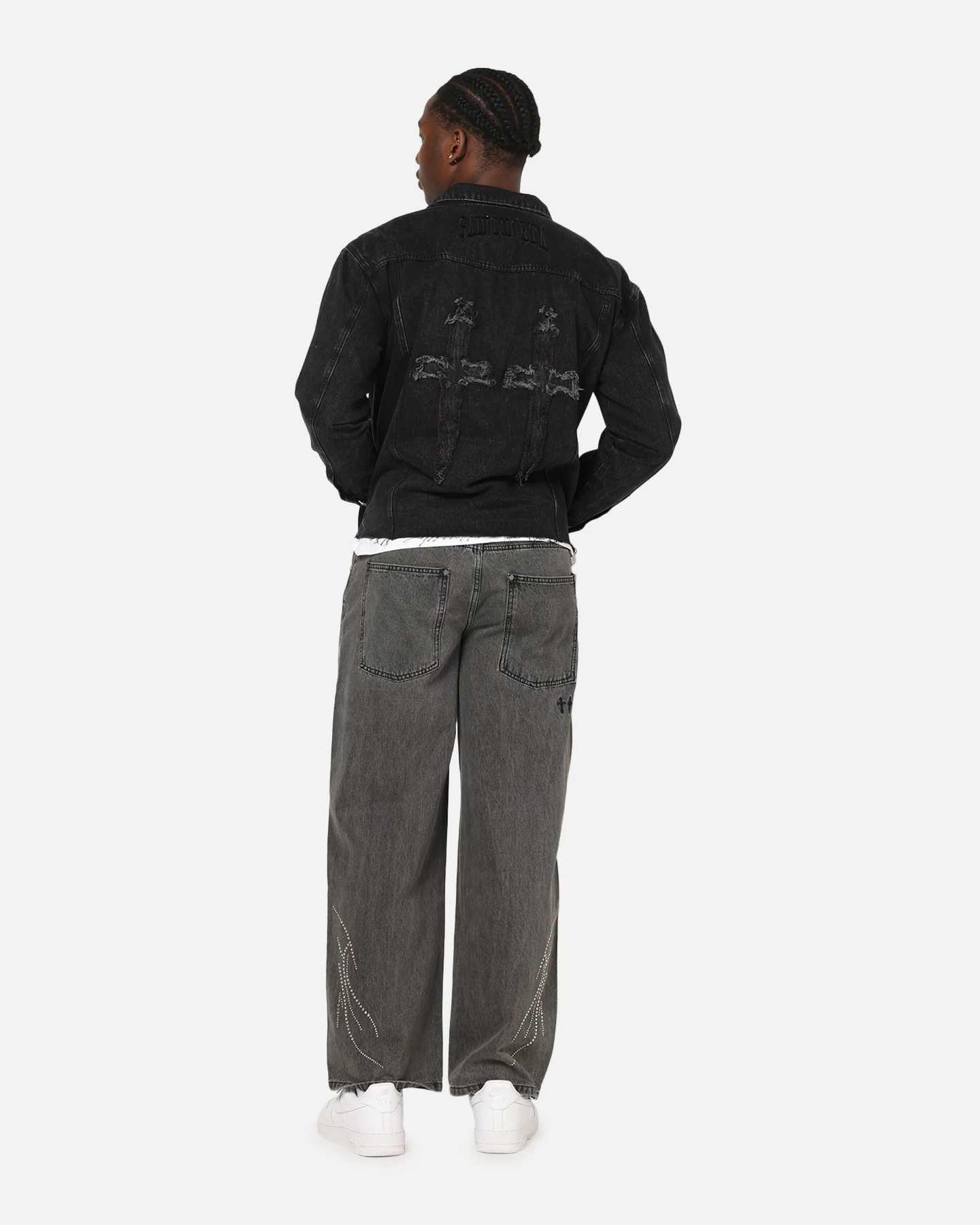 Saint Morta Daggers Cutoff Denim Jacket Vintage Black - Image 3