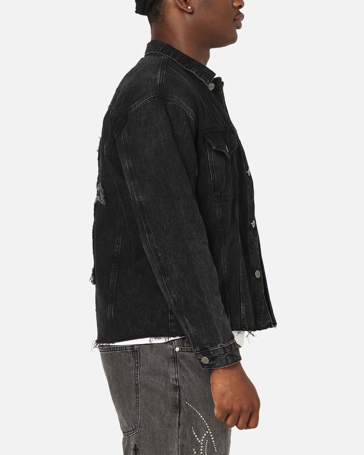 Saint Morta Daggers Cutoff Denim Jacket Vintage Black - Image 5