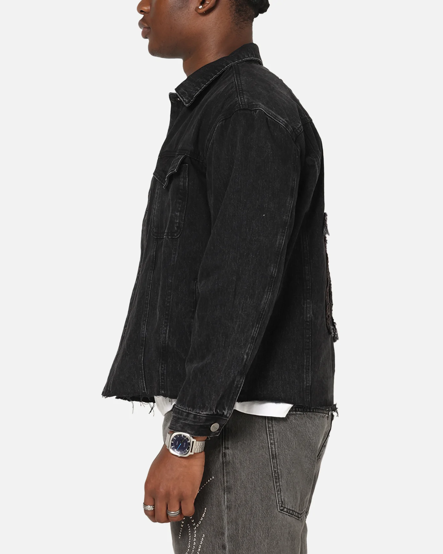 Saint Morta Daggers Cutoff Denim Jacket Vintage Black - Image 6