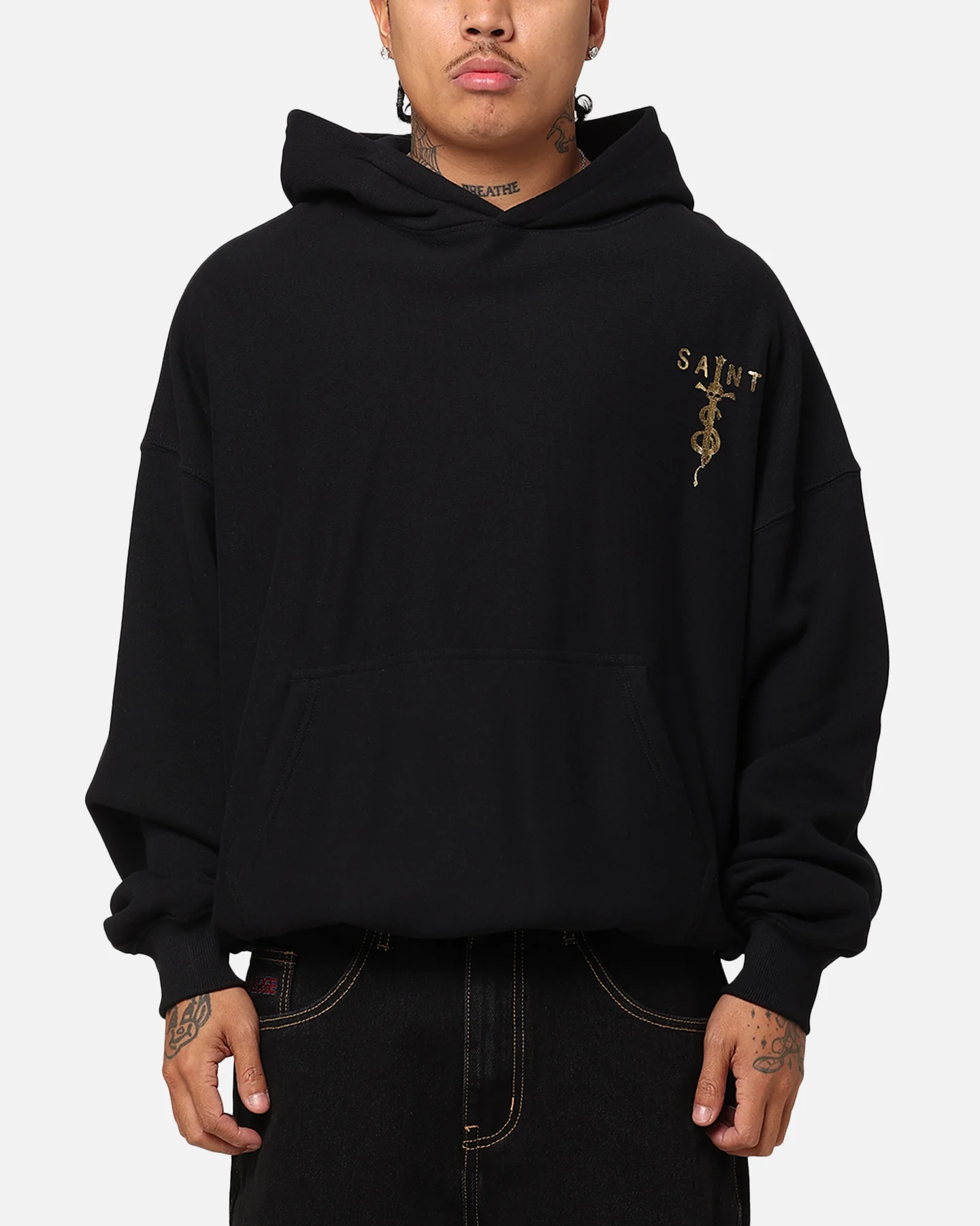 Saint Morta Daggers Premium Hoodie Black/Gold - Image 2