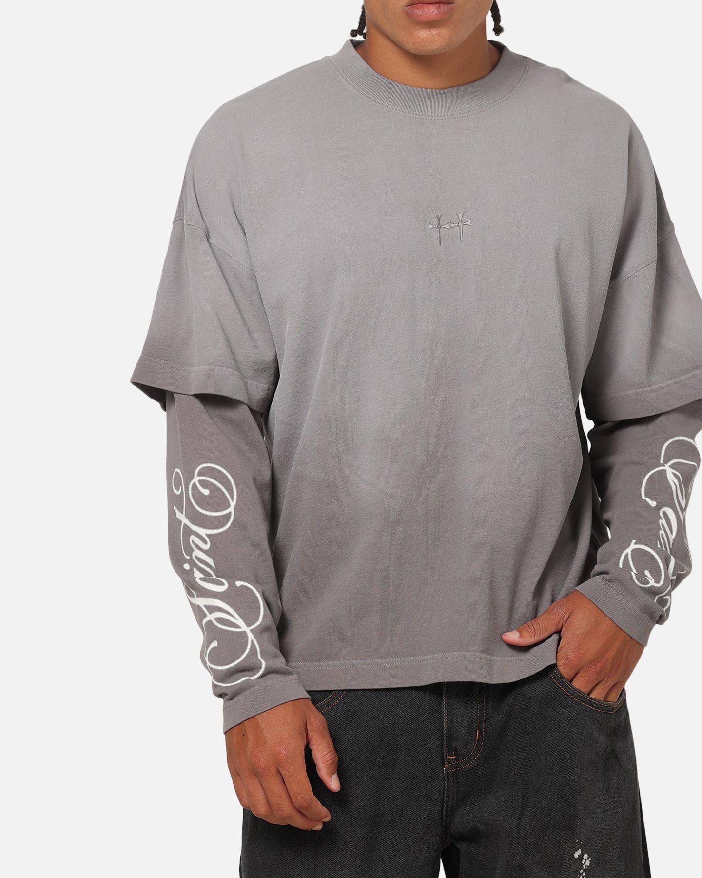 Saint Morta Divine Regiment Long Sleeve T-Shirt White/Grey - Image 6