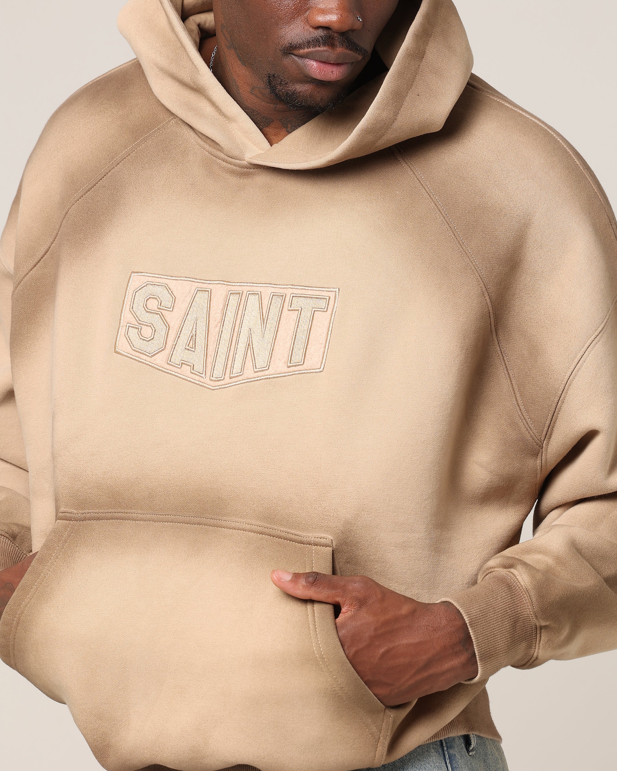 Saint Morta Faded Motor Hoodie Stone - Image 6
