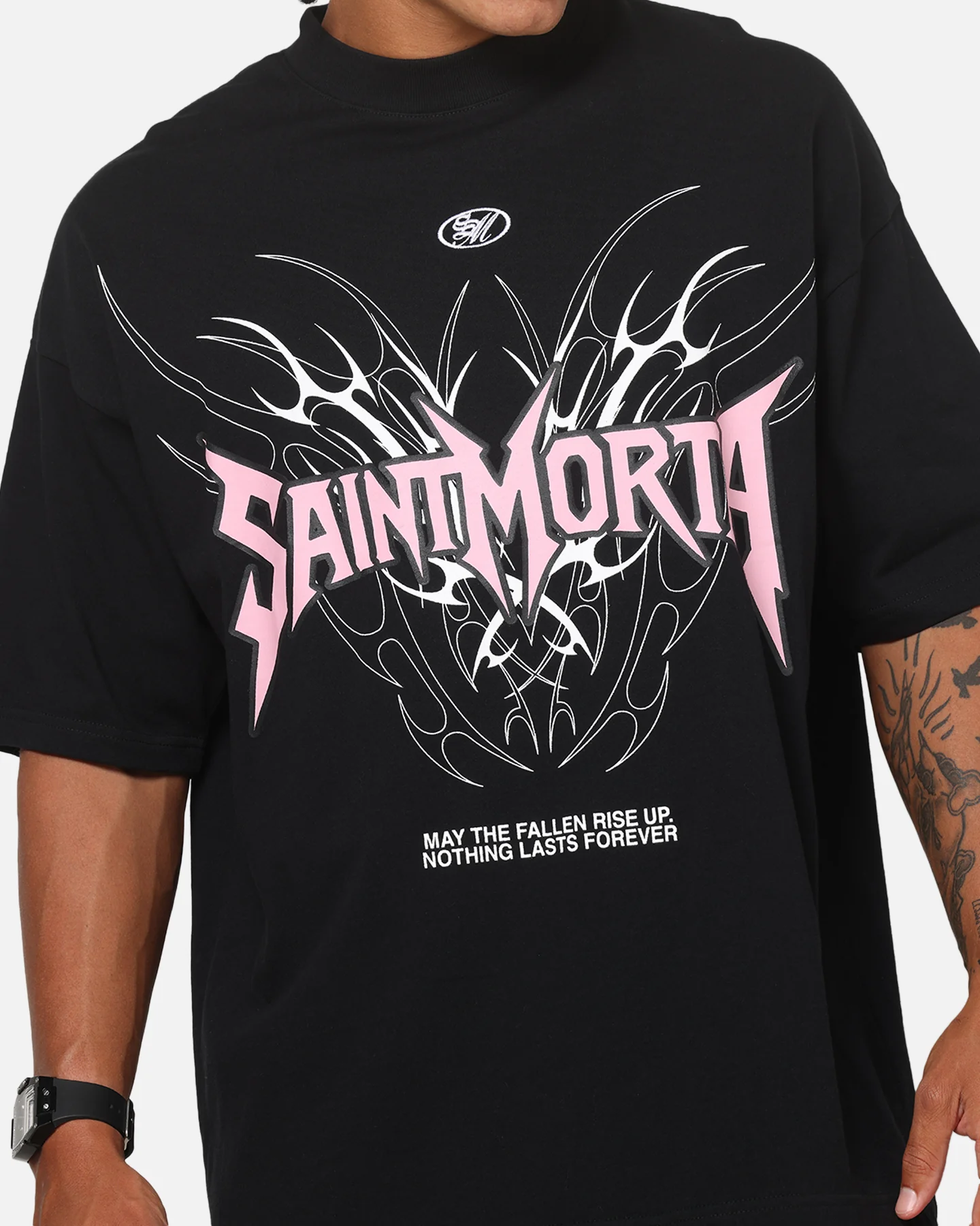 Saint Morta Fallen Tribal Boxy T-Shirt Black - Image 6