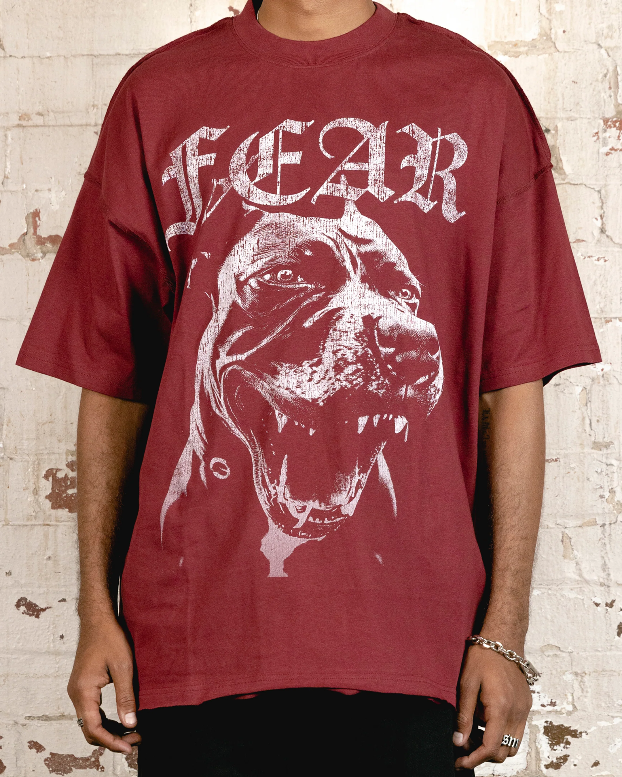 Saint Morta Fear Boxy T-Shirt Maroon - Image 3