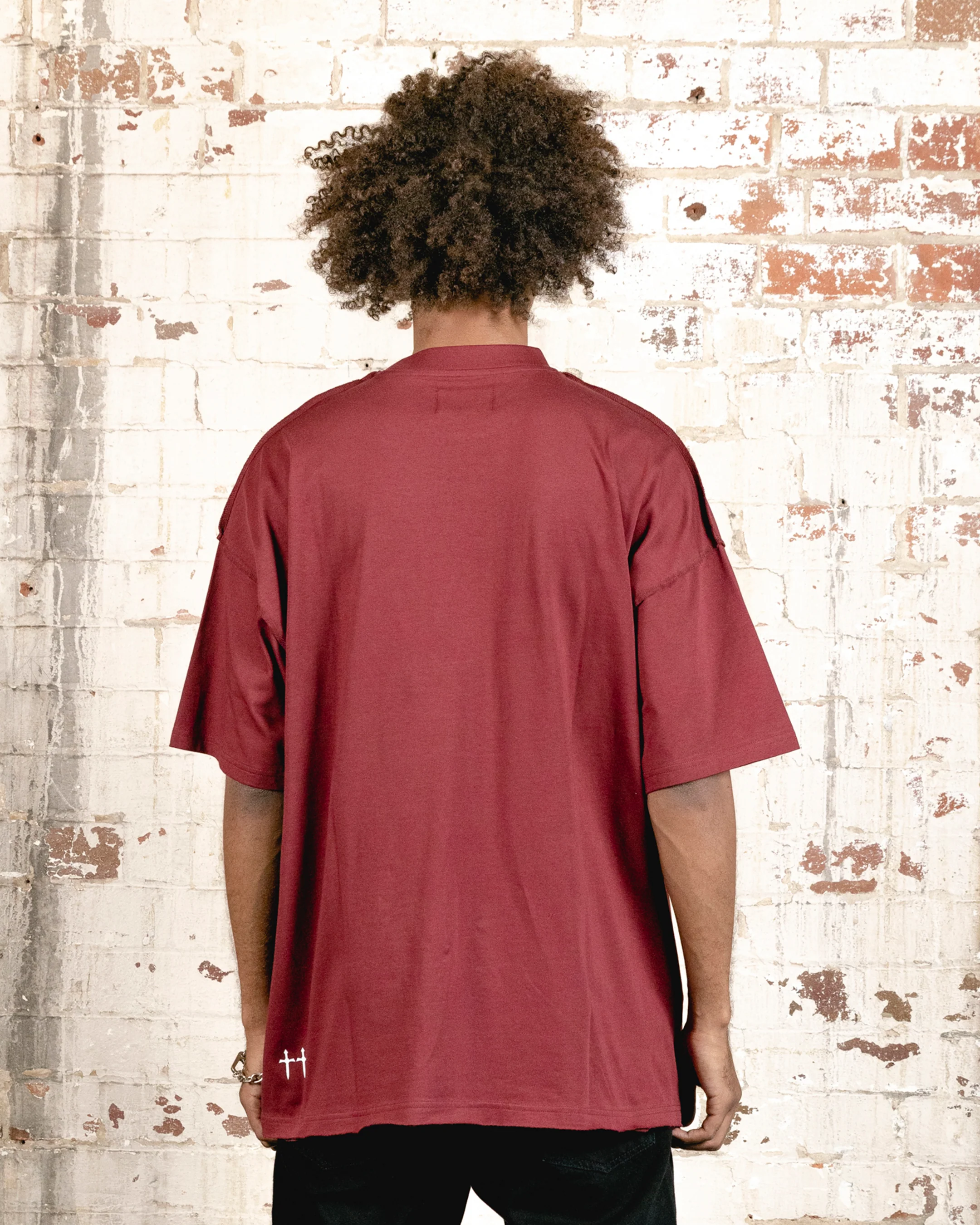 Saint Morta Fear Boxy T-Shirt Maroon - Image 4