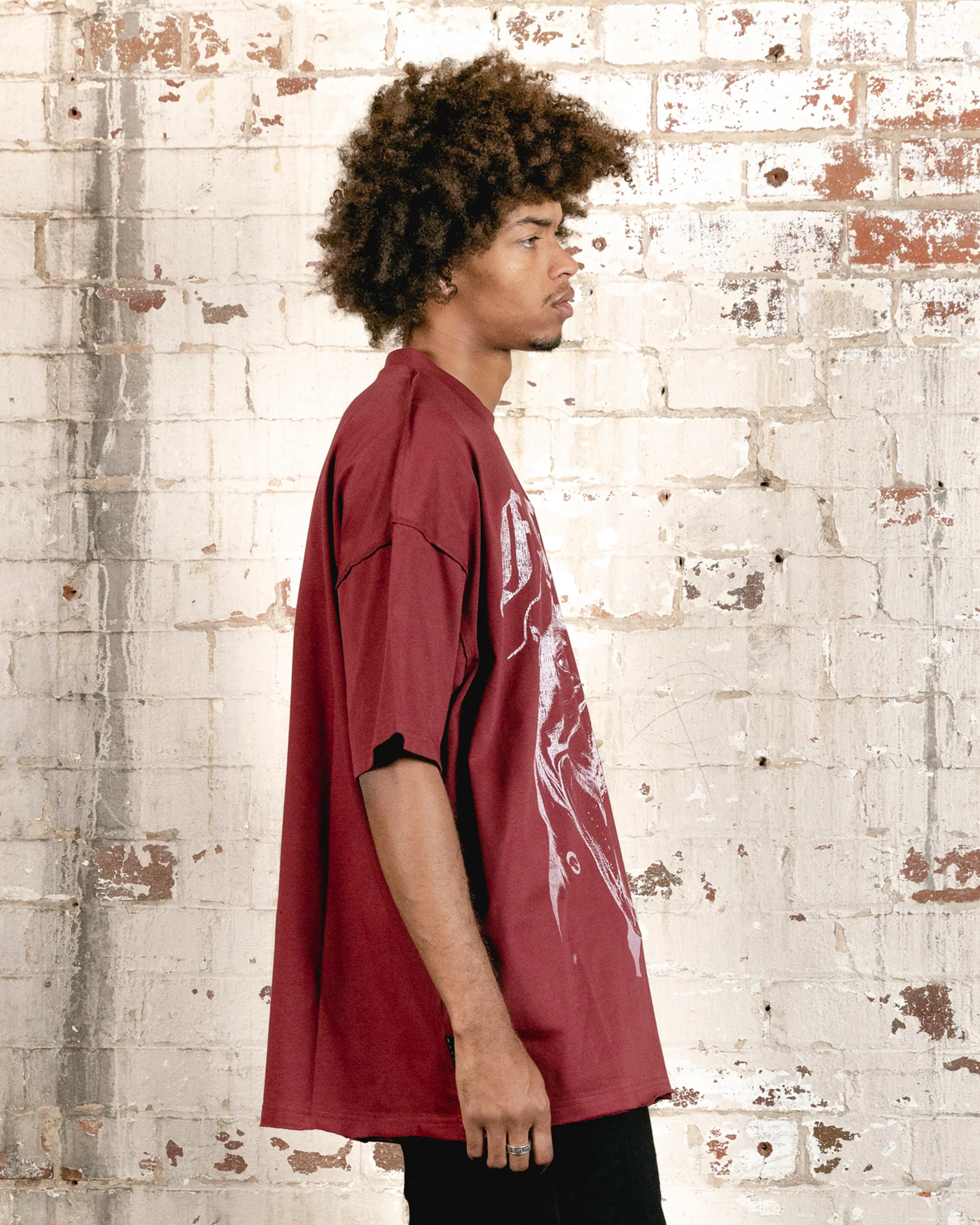 Saint Morta Fear Boxy T-Shirt Maroon - Image 5
