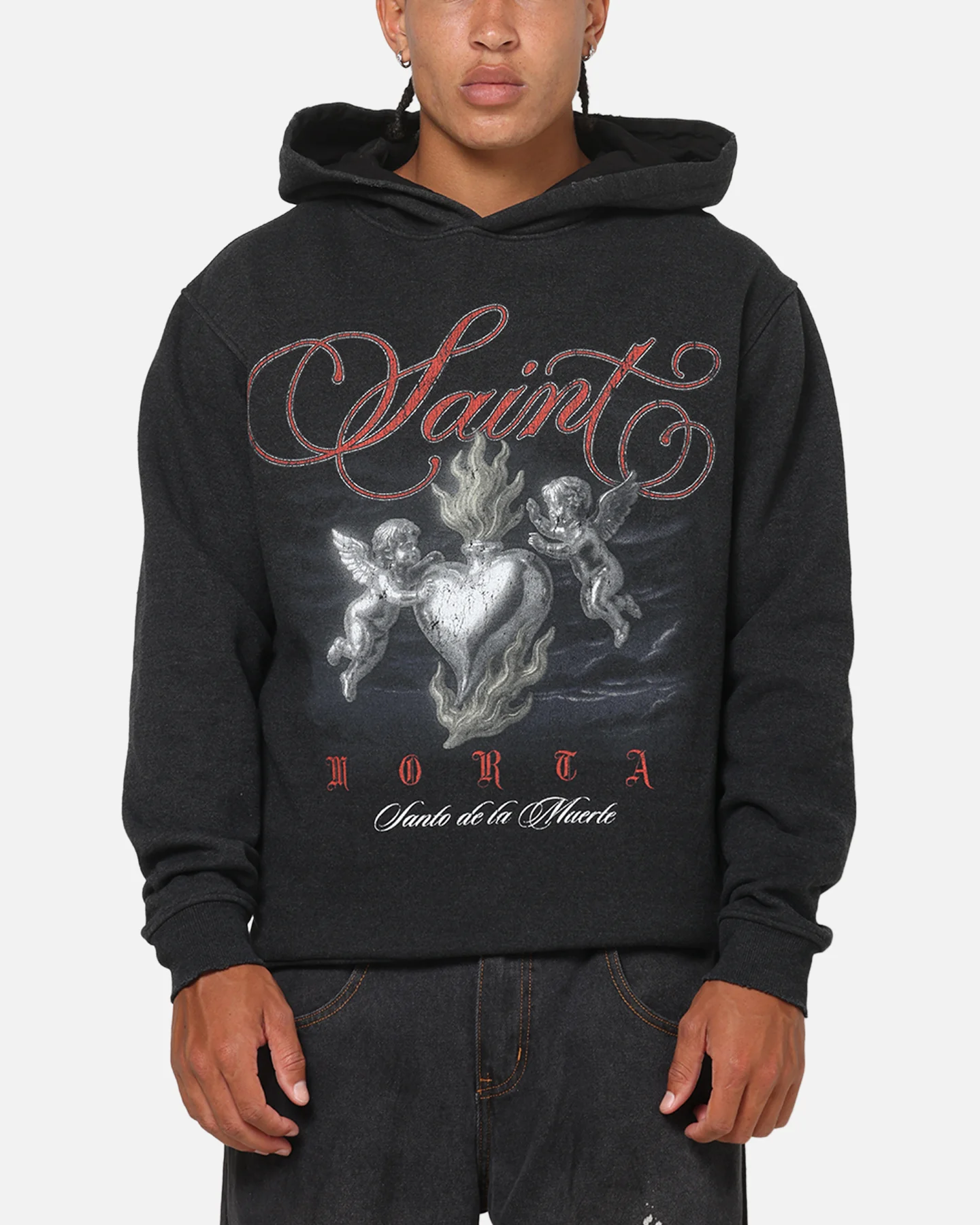 Saint Morta Heavens Kitchen Boxy Hoodie Black Wash