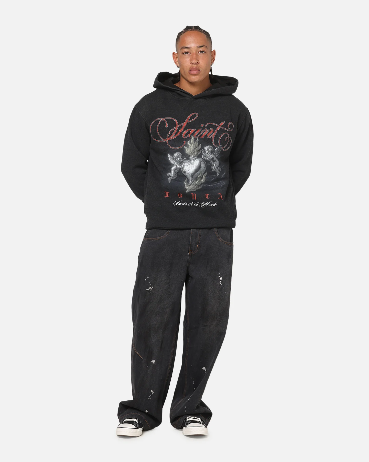 Saint Morta Heavens Kitchen Boxy Hoodie Black Wash - Image 2