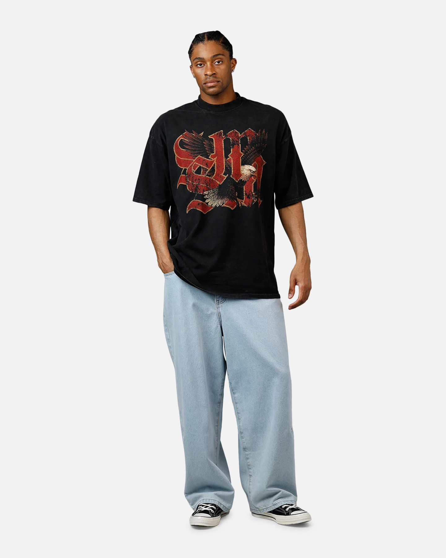 Saint Morta Highway Mock Neck T-Shirt Off Black - Image 3