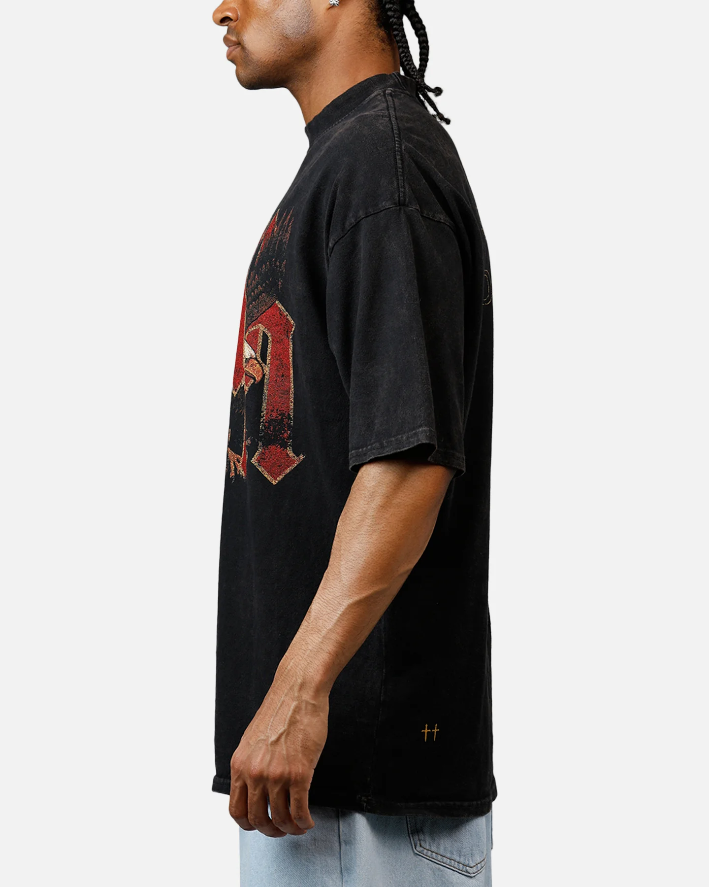 Saint Morta Highway Mock Neck T-Shirt Off Black - Image 5