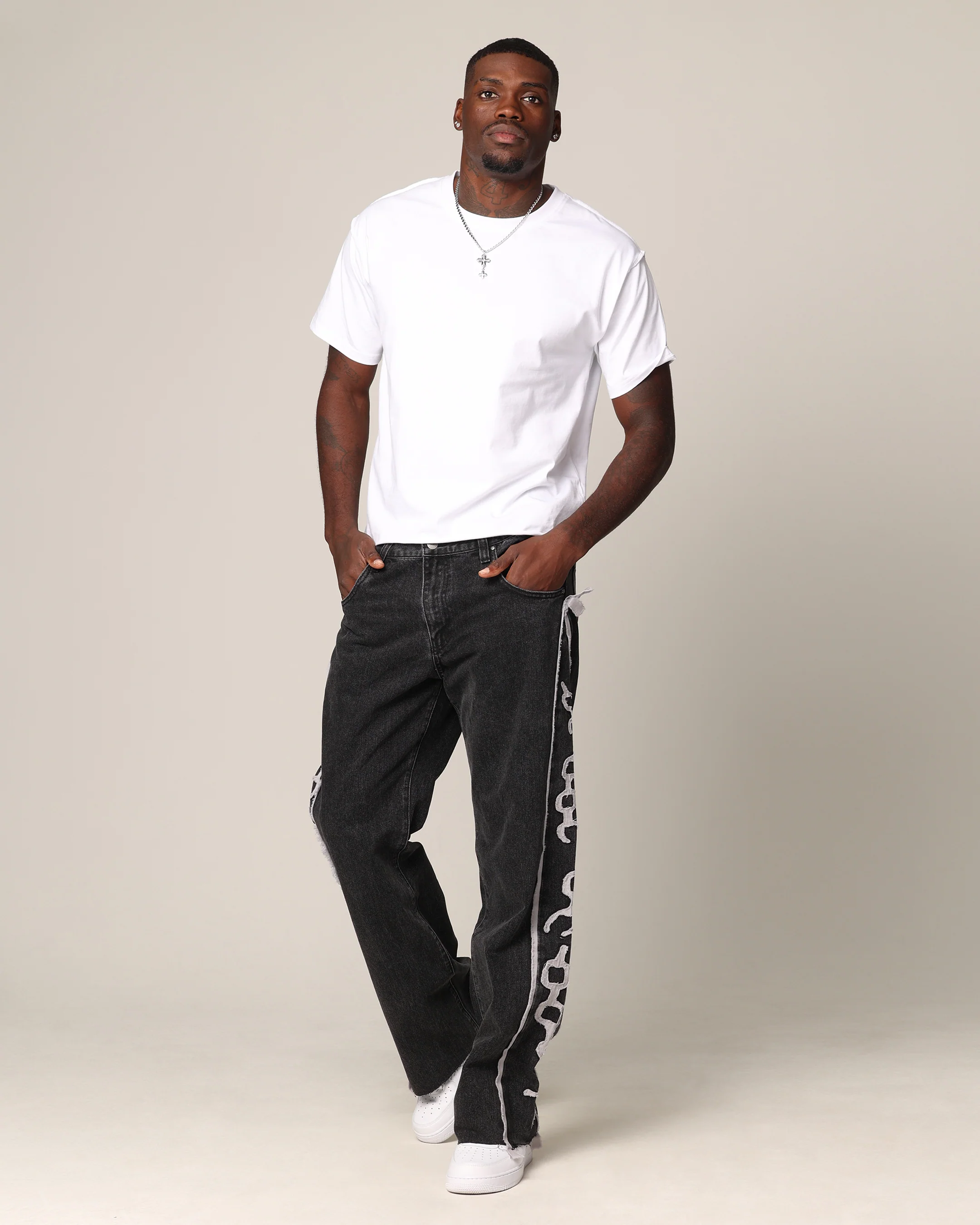 Saint Morta Holy Ghost Flared Jeans Black Wash - Image 2