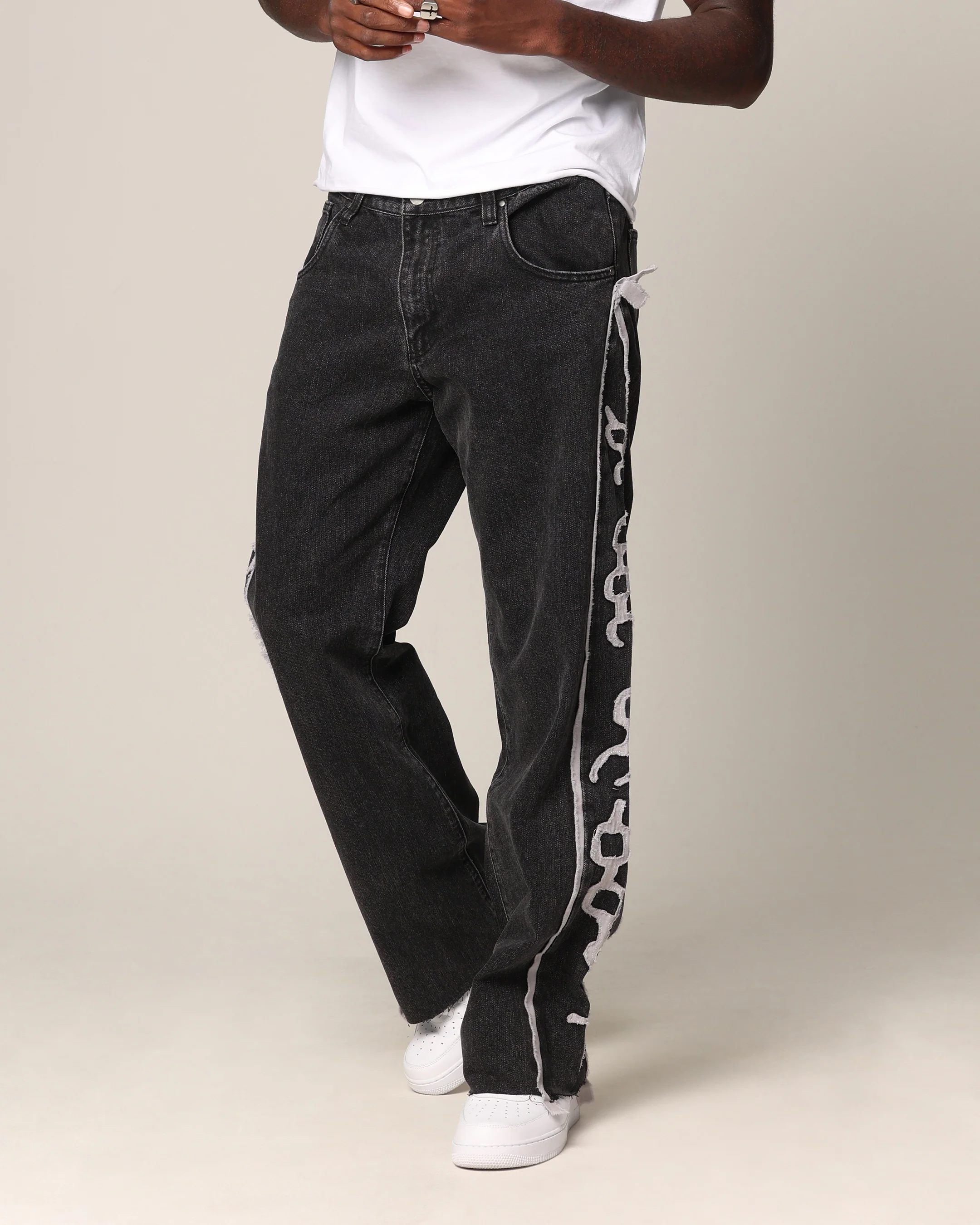 Saint Morta Holy Ghost Flared Jeans Black Wash - Image 6
