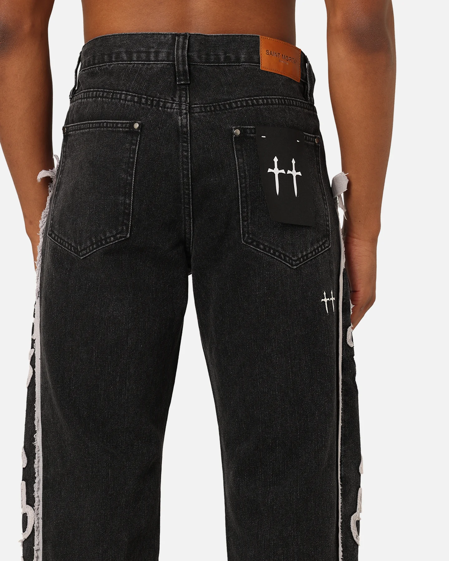 Saint Morta Holy Ghost Flared Jeans Black Wash - Image 8