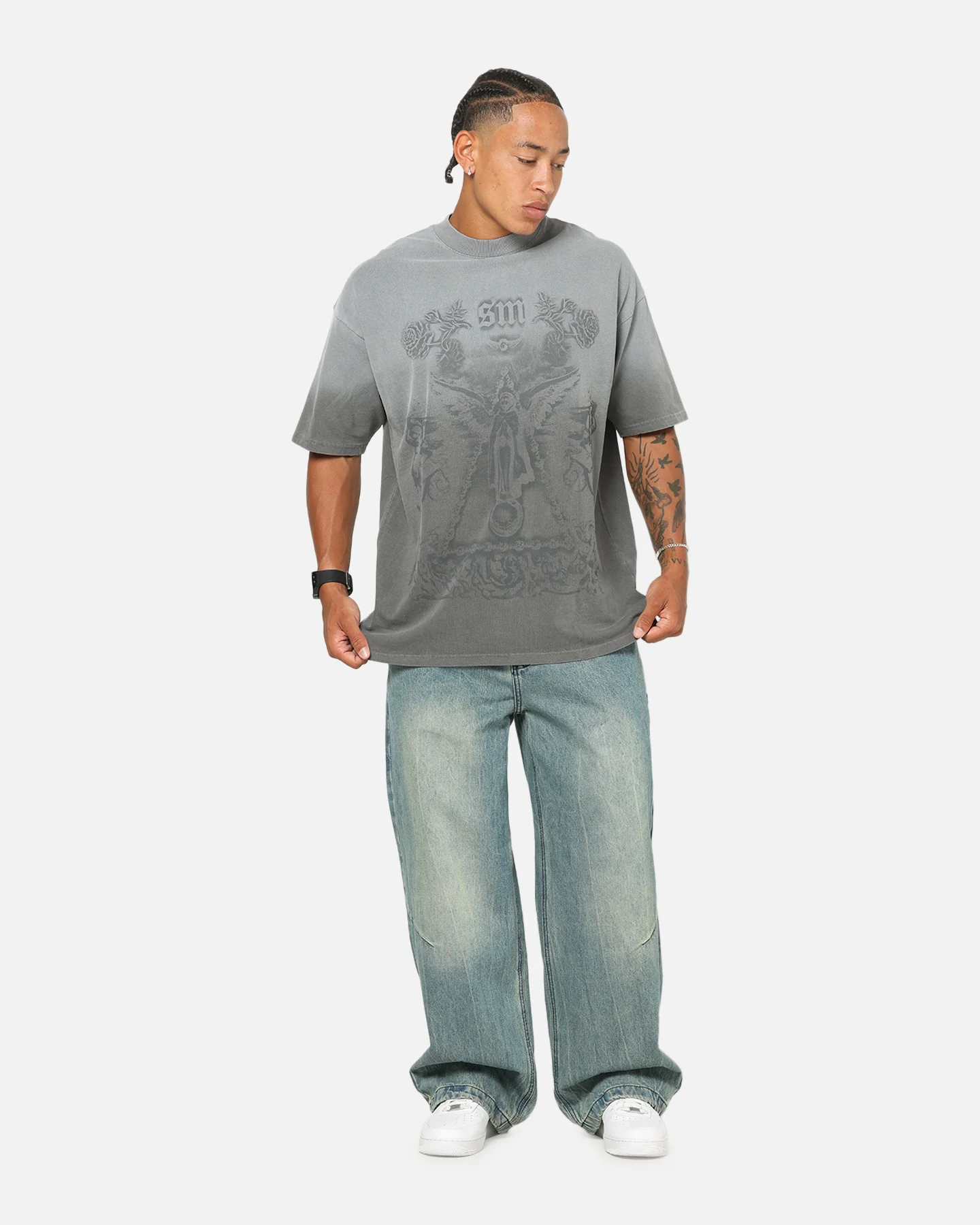 Saint Morta Holy Ghost T-Shirt Washed Charcoal - Image 3