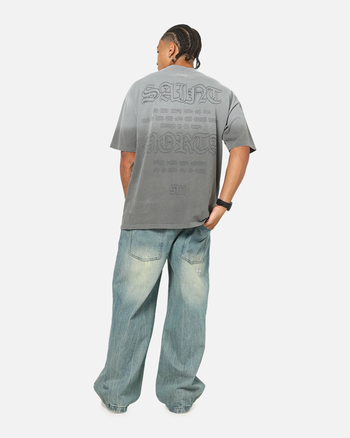 Saint Morta Holy Ghost T-Shirt Washed Charcoal - Image 4