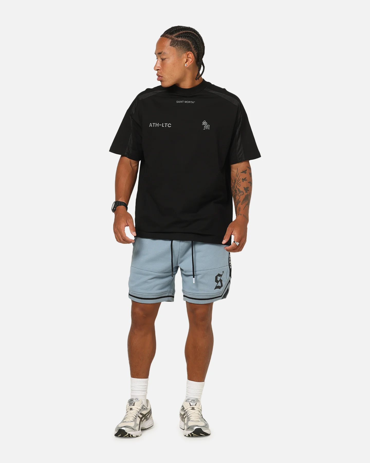 Saint Morta Icon X Fleece Shorts Denim Blue - Image 2