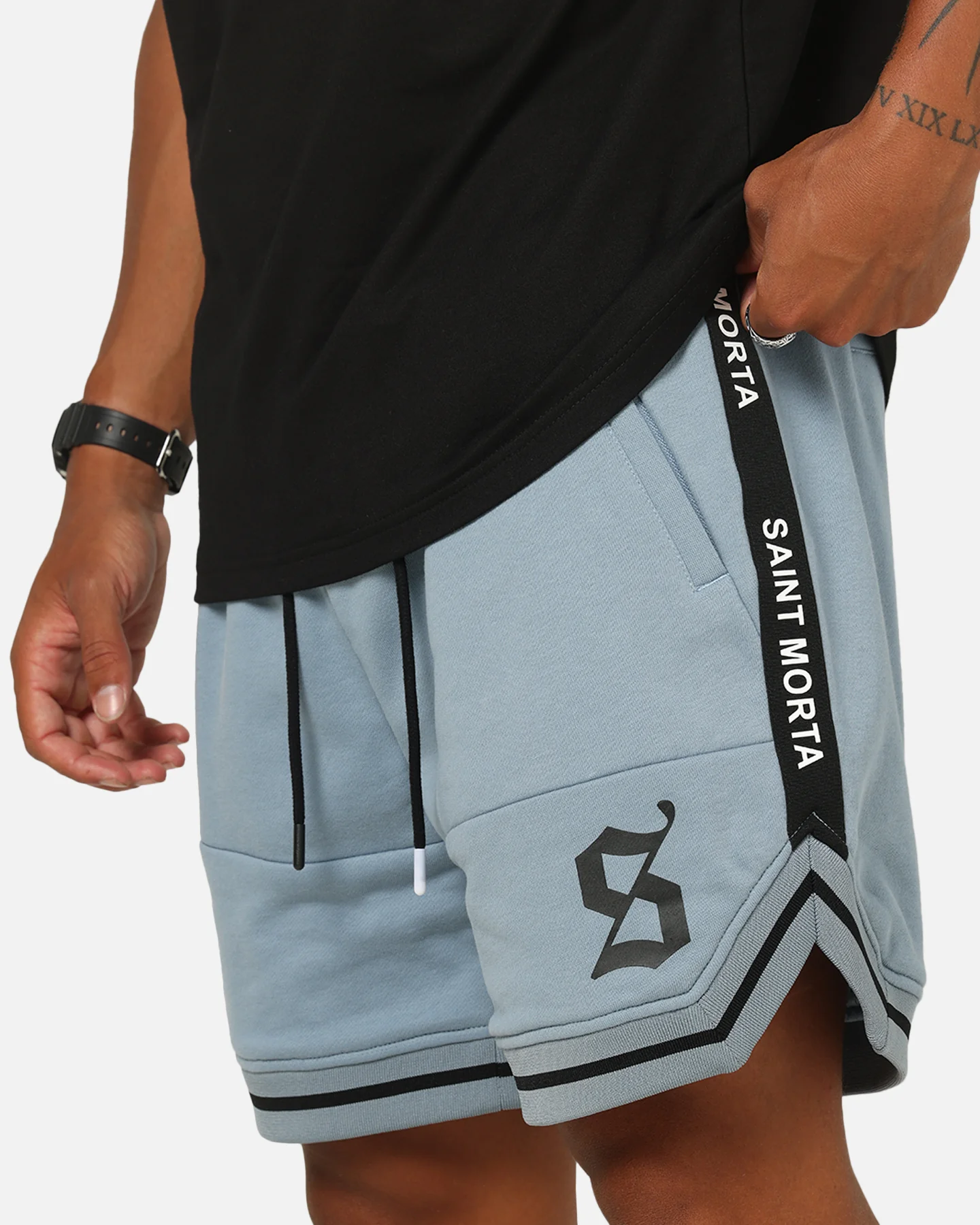Saint Morta Icon X Fleece Shorts Denim Blue - Image 3