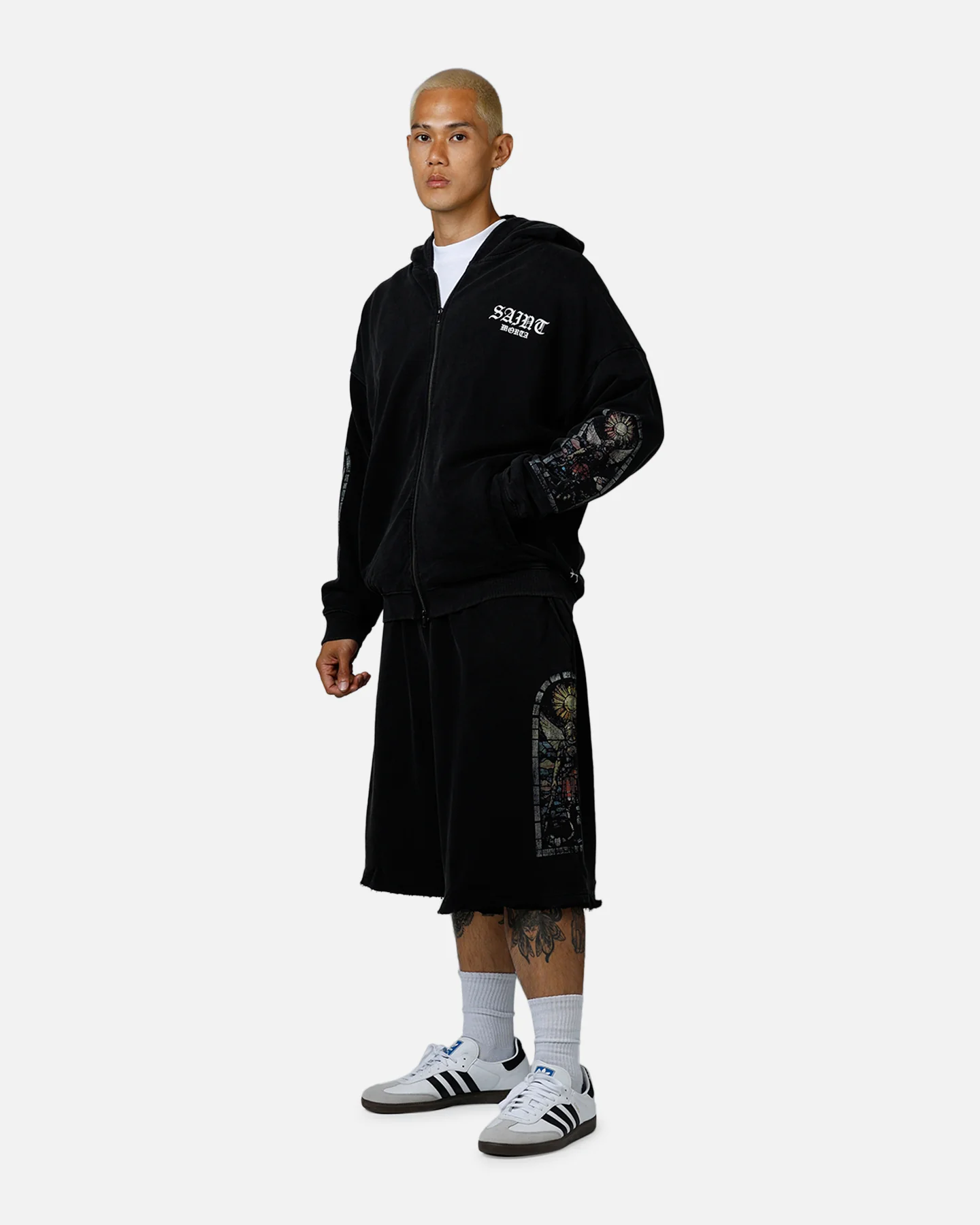 Saint Morta Kingdomcome Baggy Sweat Shorts Vintage Black - Image 2
