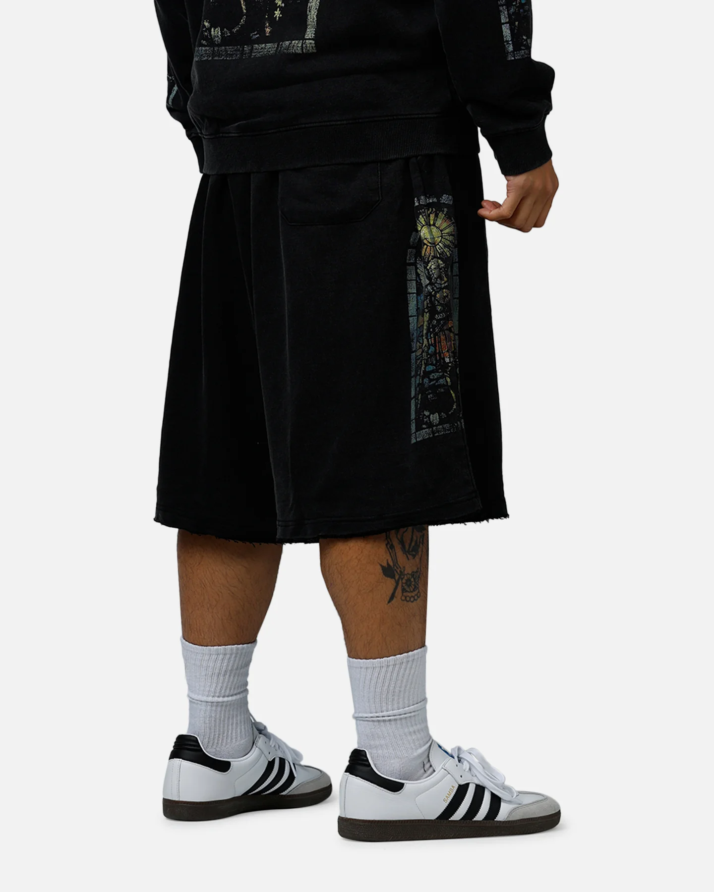 Saint Morta Kingdomcome Baggy Sweat Shorts Vintage Black - Image 3