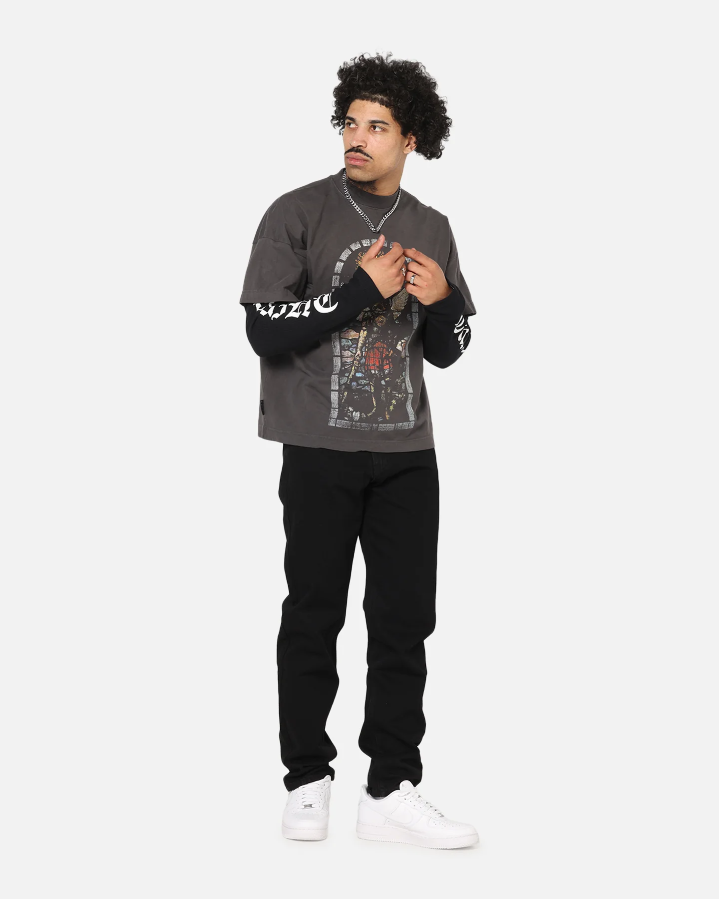 Saint Morta Kingdomcome Long Sleeve T-Shirt Washed Charcoal - Image 2