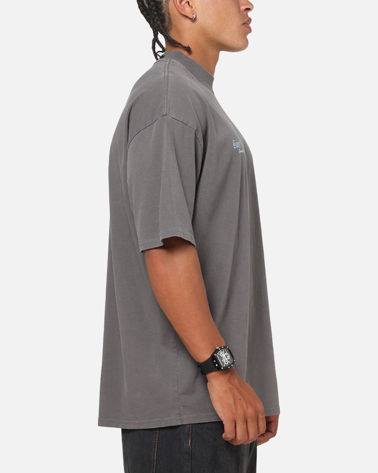 Saint Morta La Muerte Script T-Shirt Washed Charcoal - Image 5