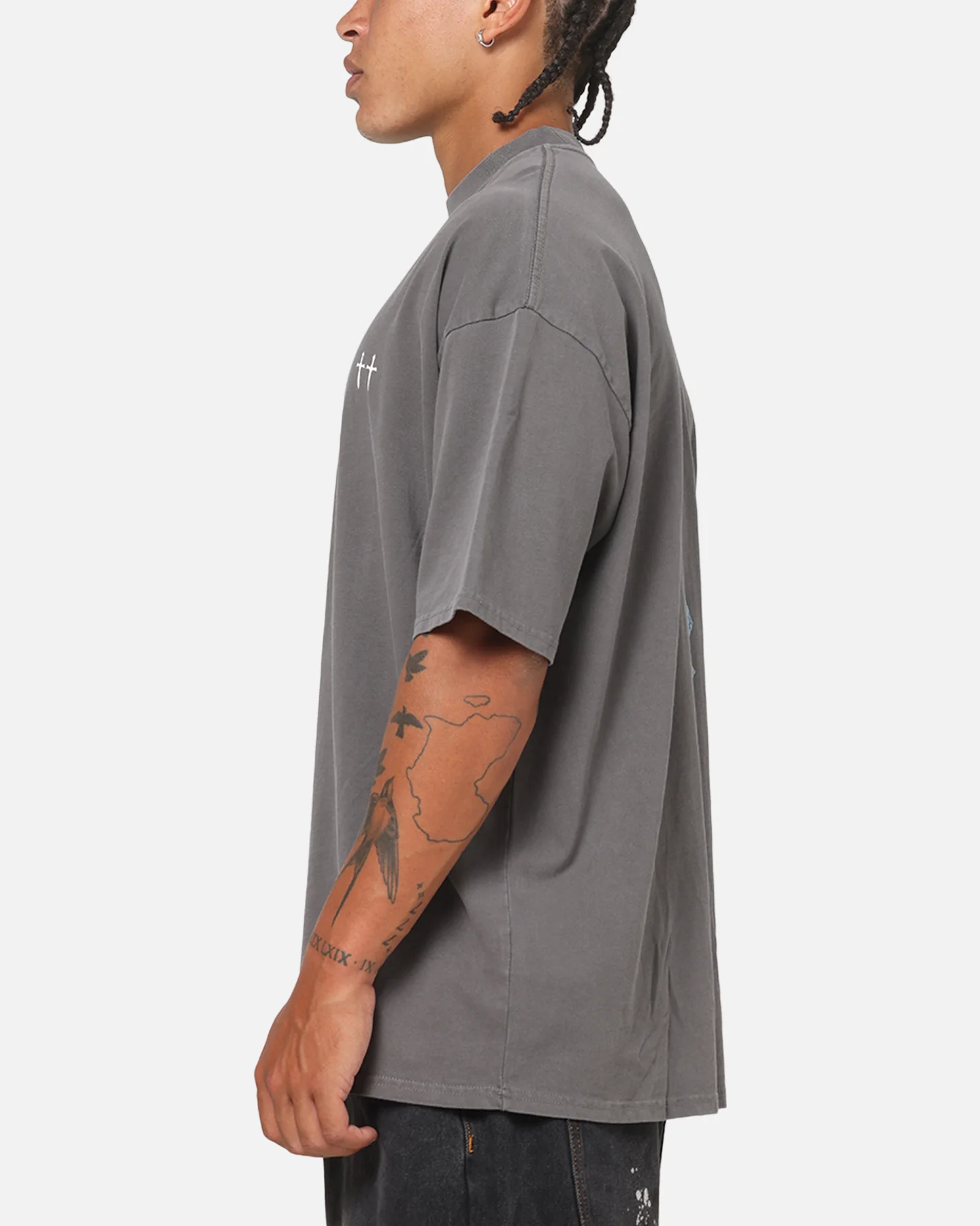 Saint Morta La Muerte Script T-Shirt Washed Charcoal - Image 6
