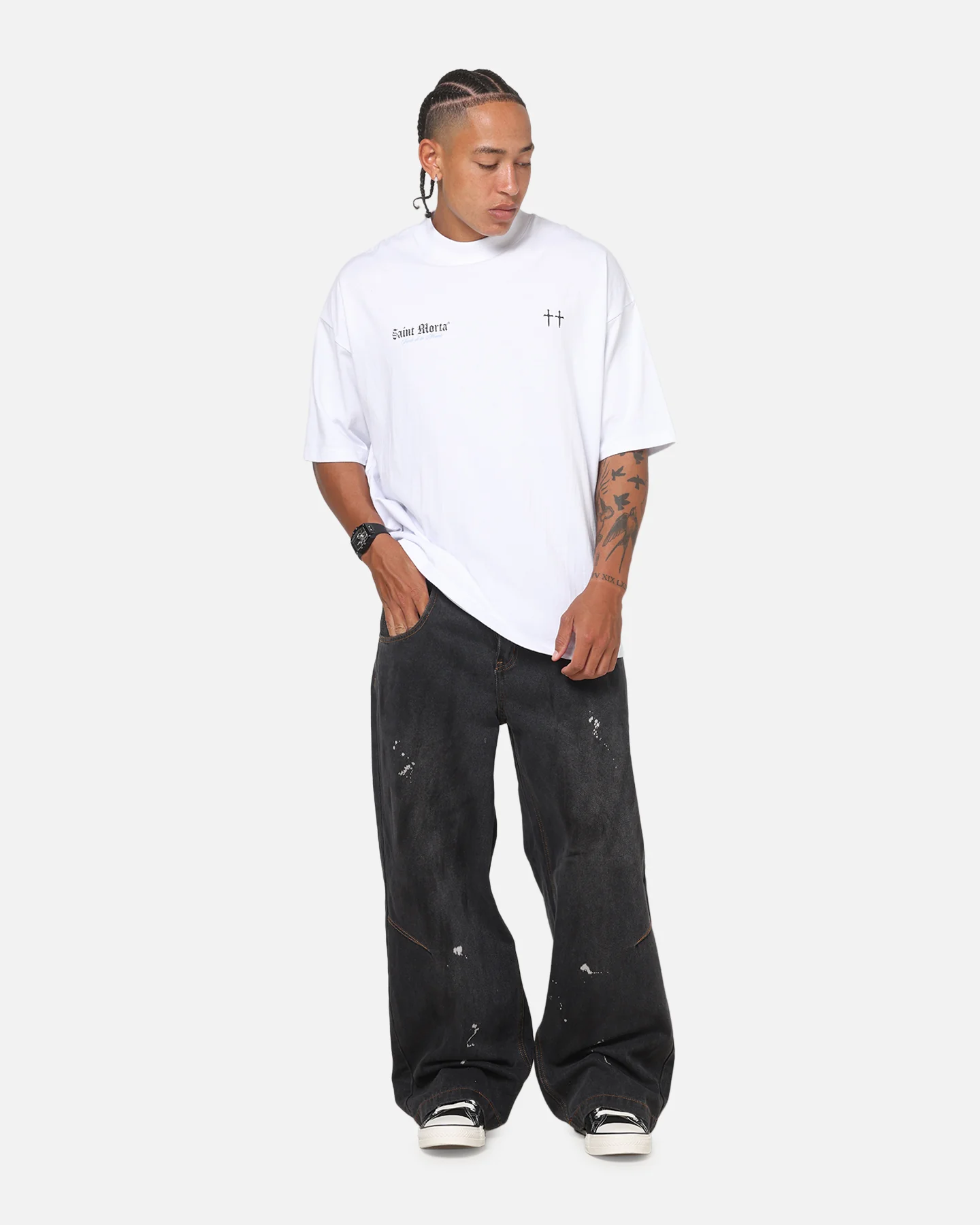 Saint Morta La Muerte Script T-Shirt White - Image 4
