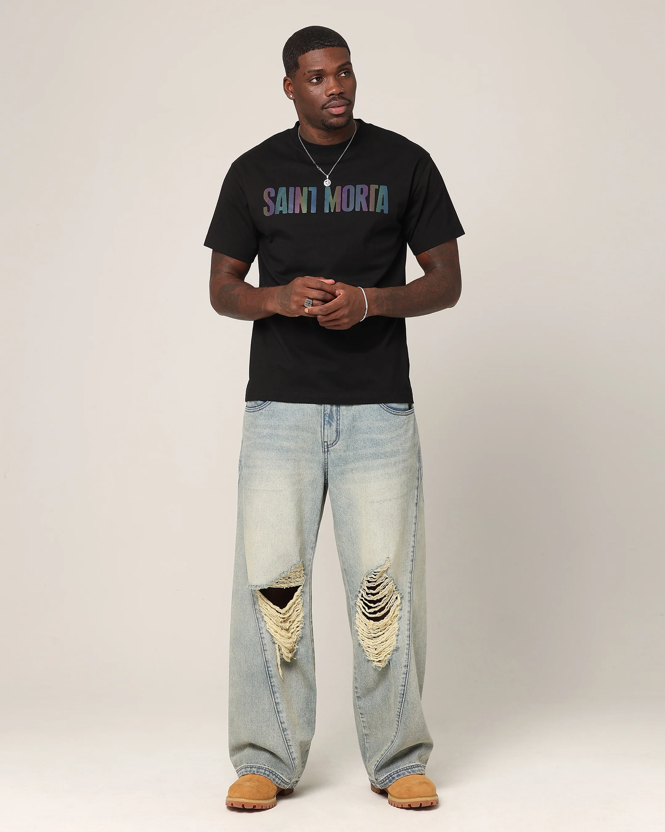 Saint Morta Lafayette V2 Ages T-Shirt Black/Iridescent - Image 3
