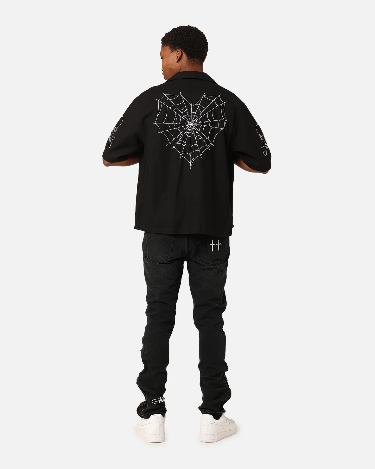 Saint Morta Lovely Bones Short Sleeve Linen Shirt Black - Image 6