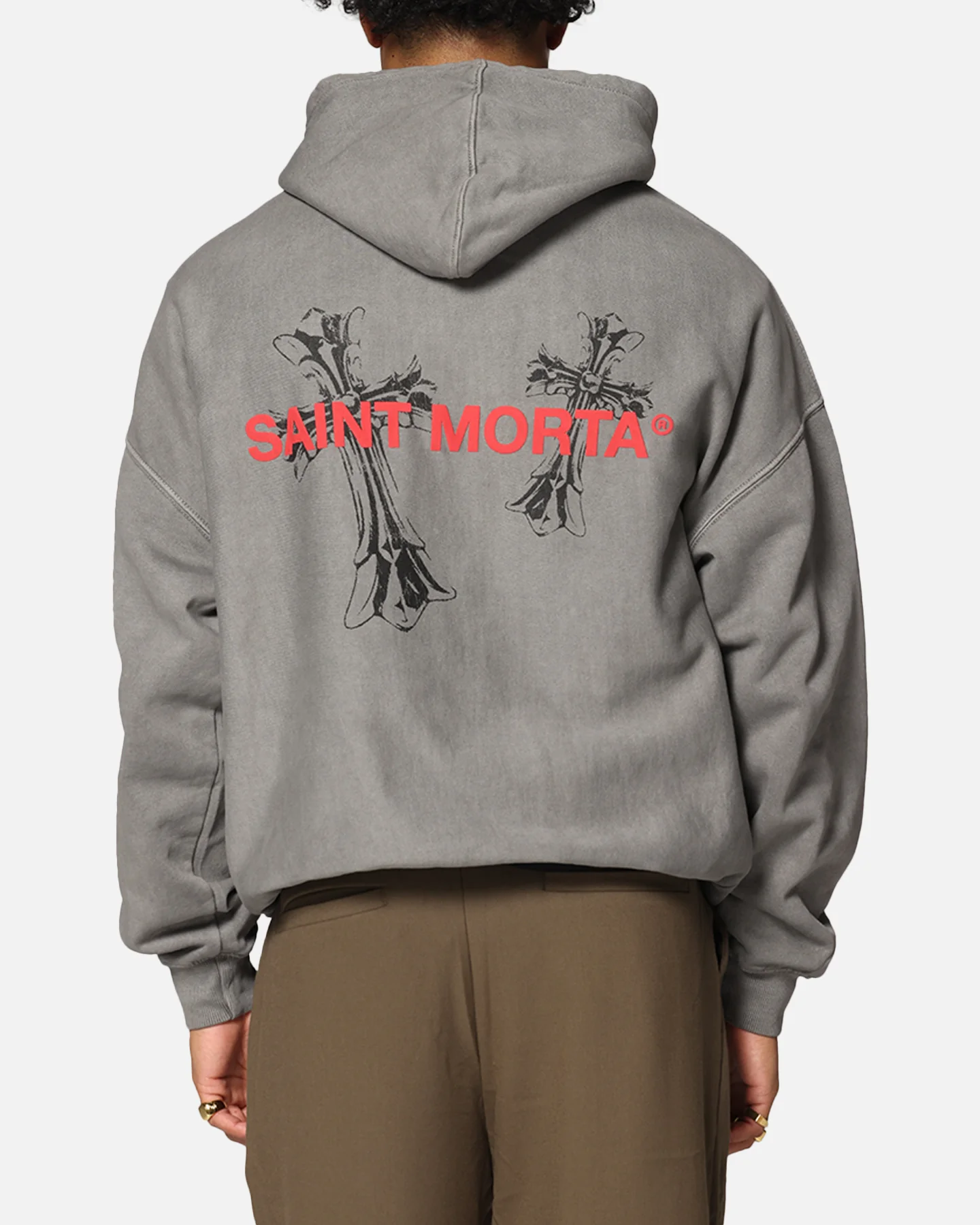 Saint Morta Memoriam Boxy Hoodie Washed Charcoal