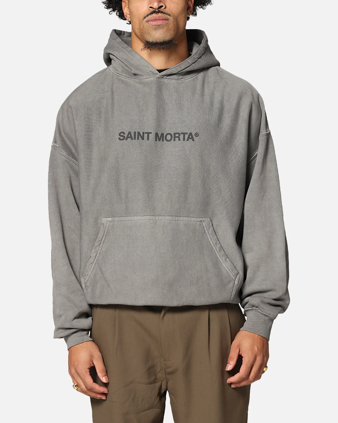 Saint Morta Memoriam Boxy Hoodie Washed Charcoal - Image 2