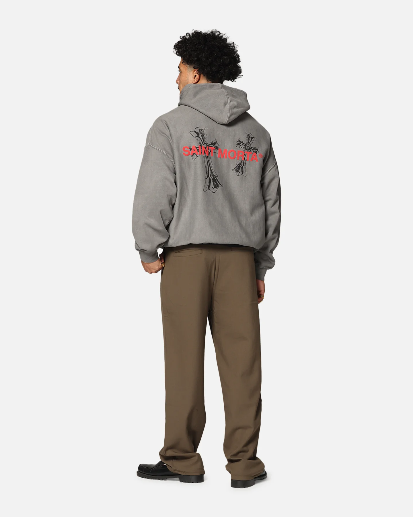 Saint Morta Memoriam Boxy Hoodie Washed Charcoal - Image 3