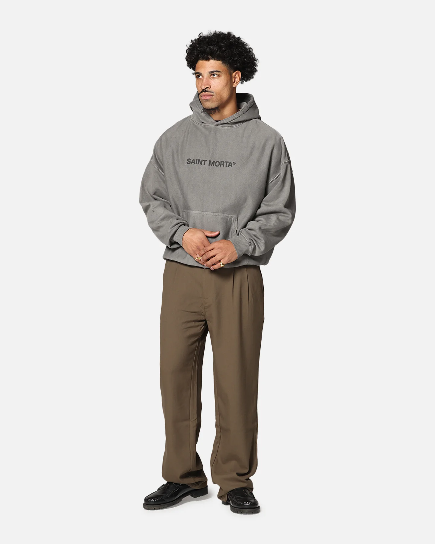 Saint Morta Memoriam Boxy Hoodie Washed Charcoal - Image 4