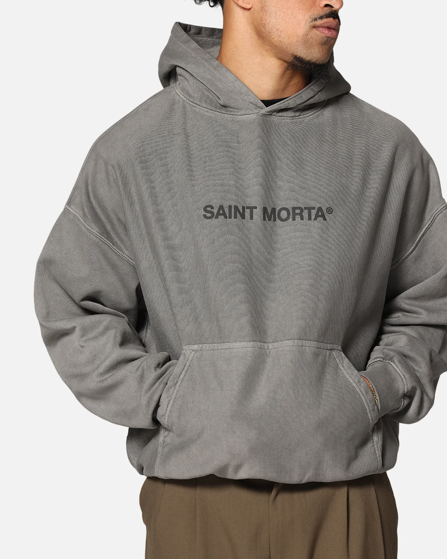 Saint Morta Memoriam Boxy Hoodie Washed Charcoal - Image 7