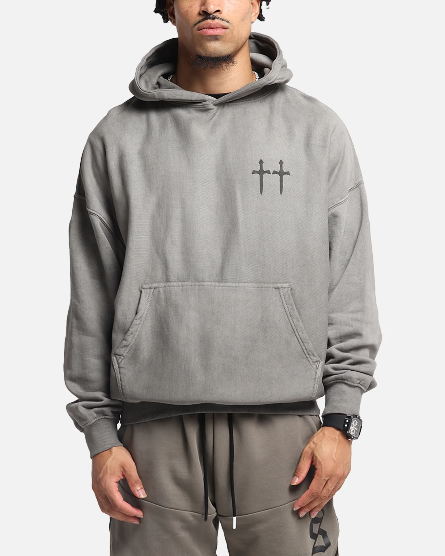 Saint Morta Mortal Boxy Hoodie Washed Charcoal - Image 2