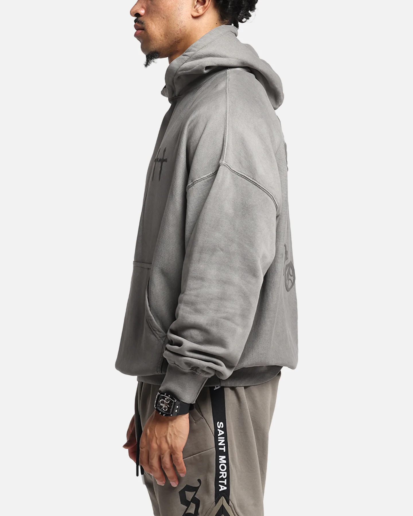Saint Morta Mortal Boxy Hoodie Washed Charcoal - Image 6