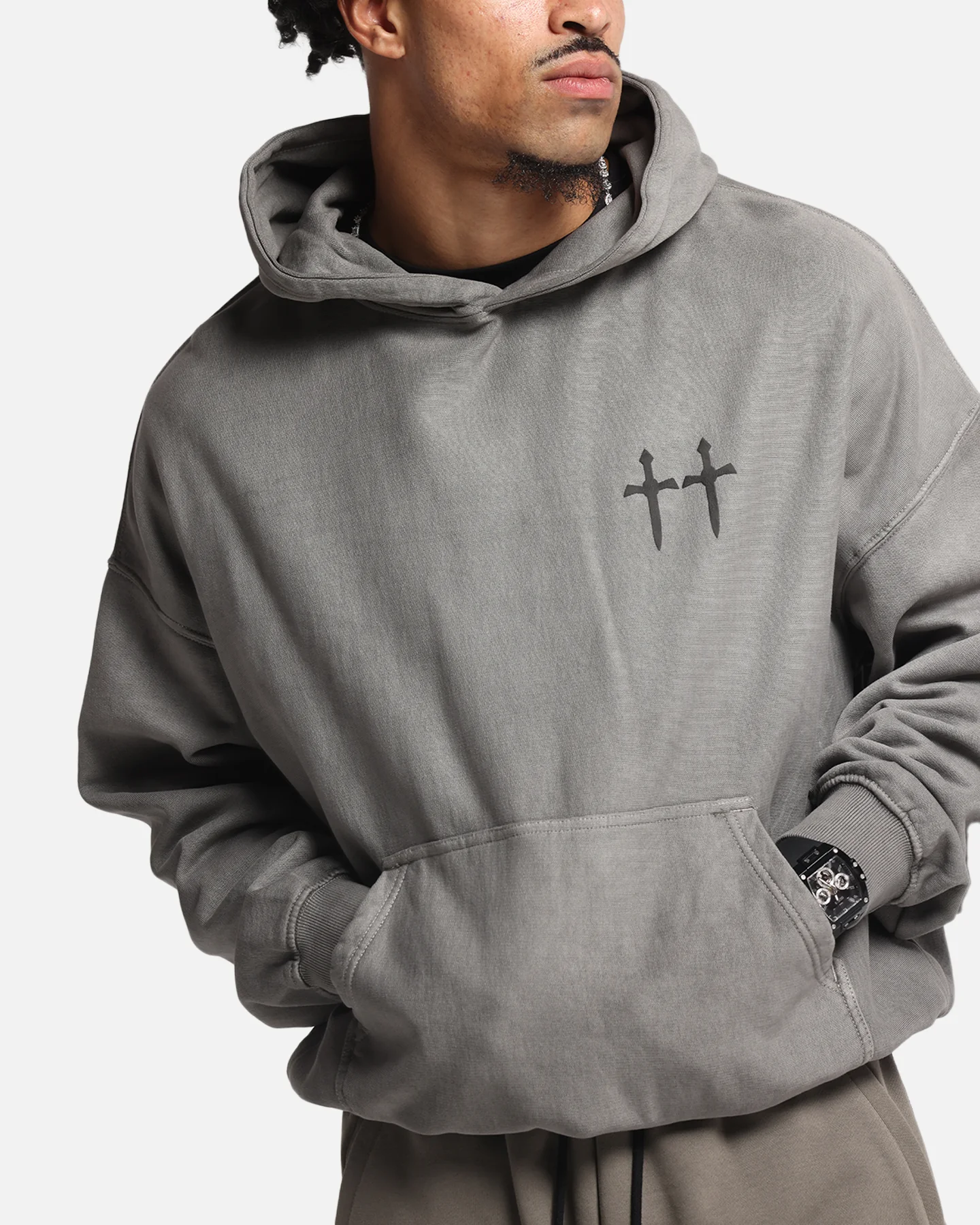 Saint Morta Mortal Boxy Hoodie Washed Charcoal - Image 8