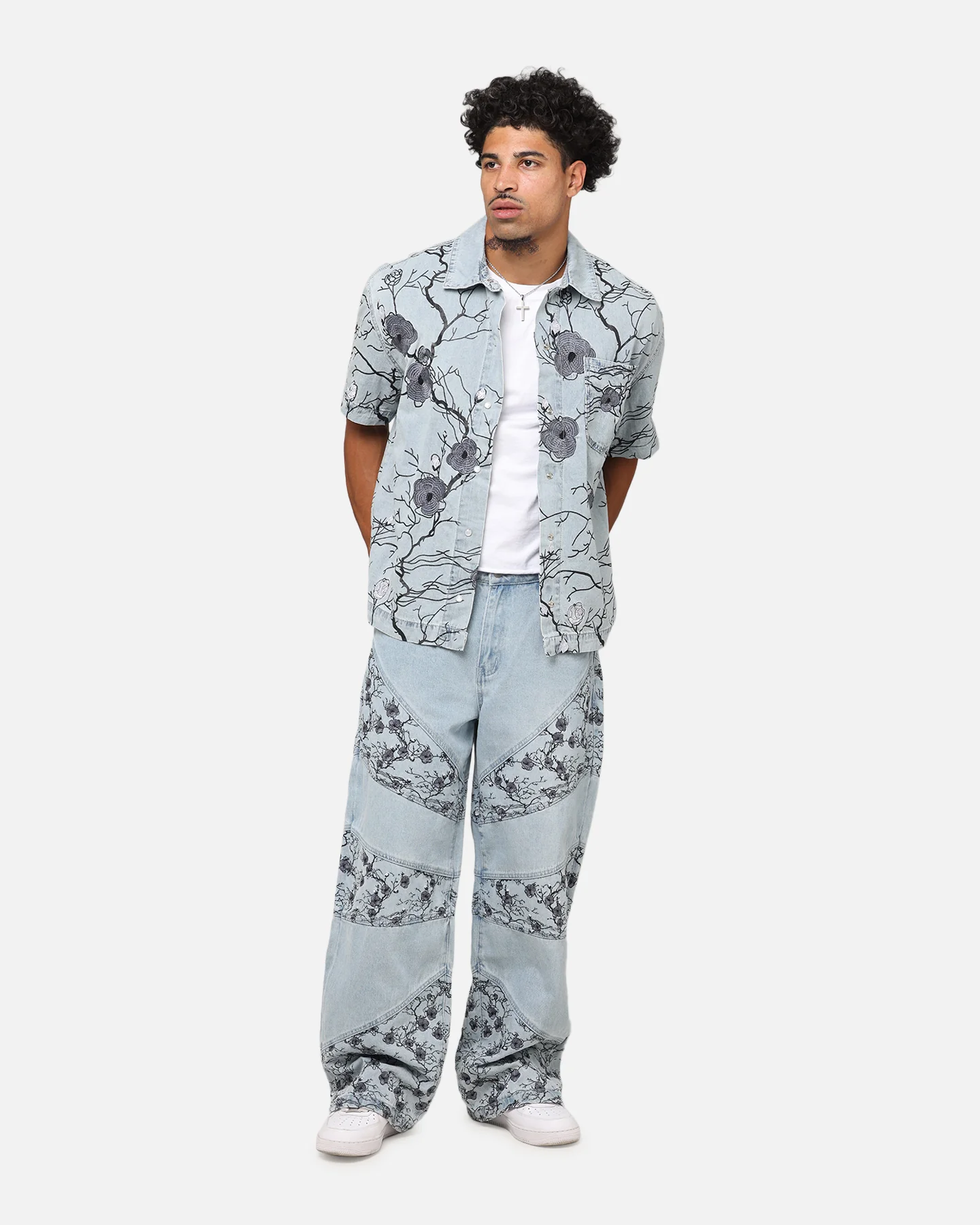 Saint Morta Poison Ivy Boxy Denim Shirt Mid Blue - Image 2