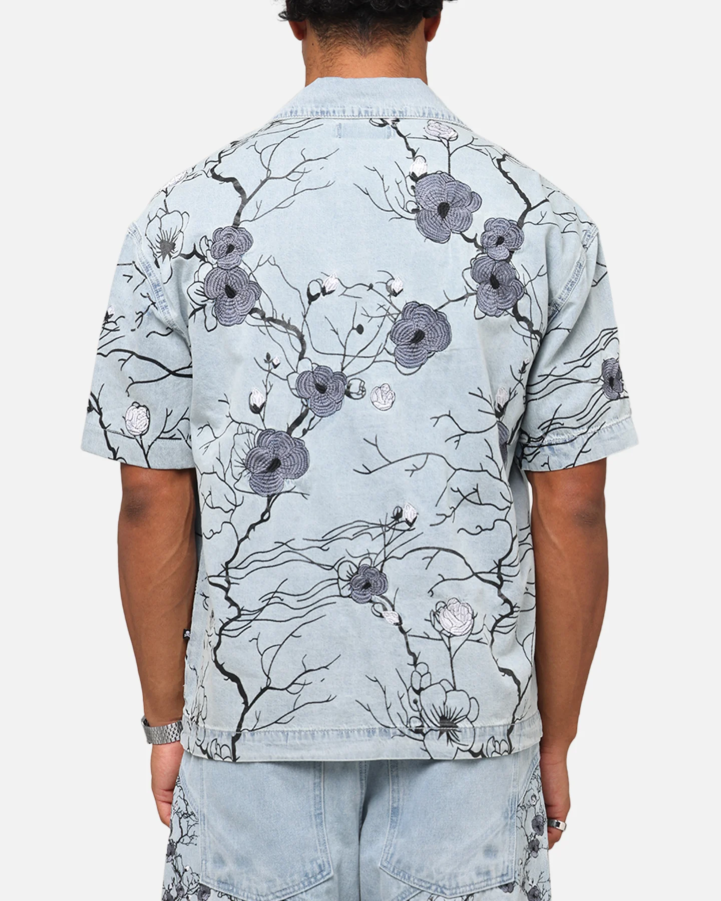 Saint Morta Poison Ivy Boxy Denim Shirt Mid Blue - Image 3