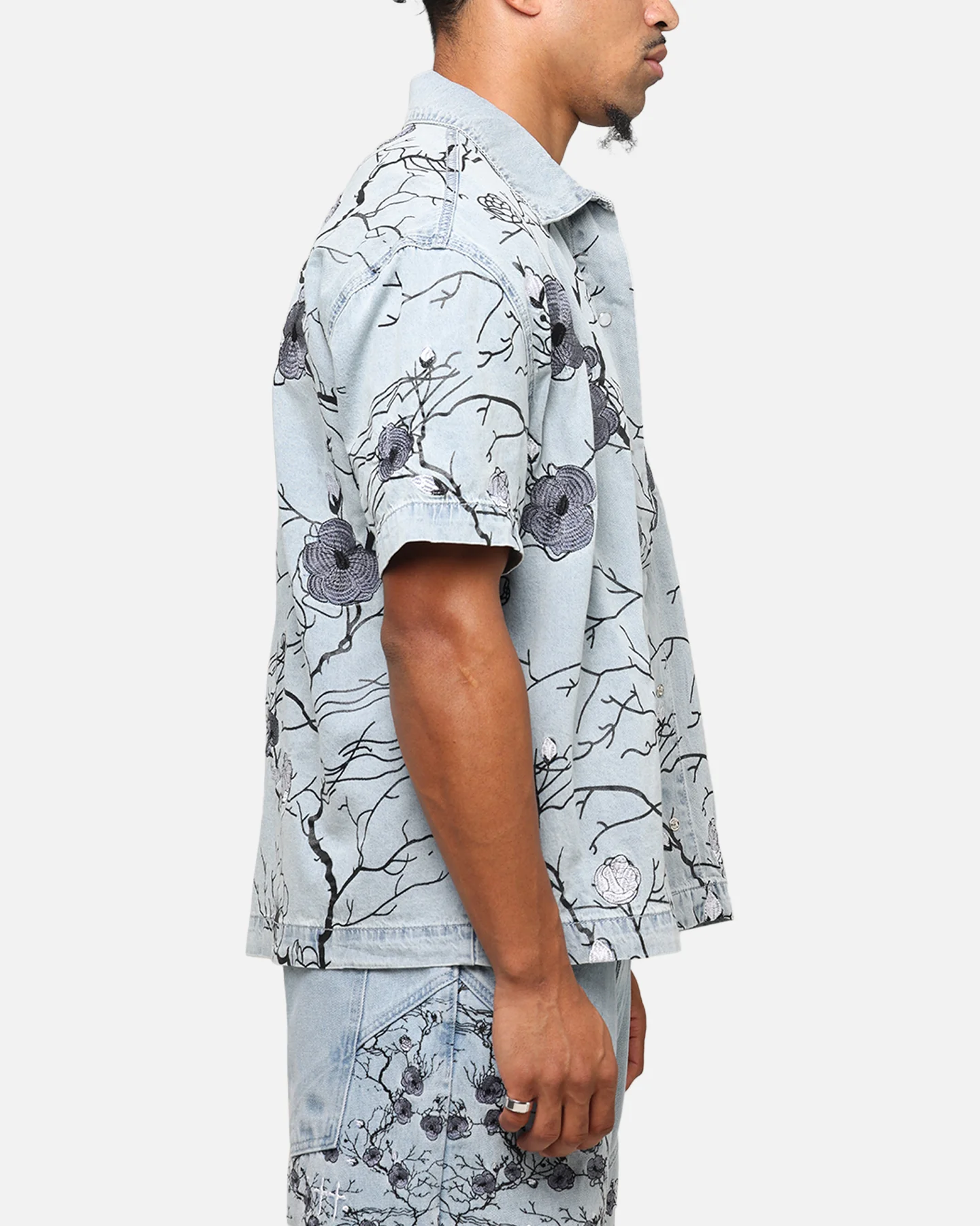 Saint Morta Poison Ivy Boxy Denim Shirt Mid Blue - Image 4