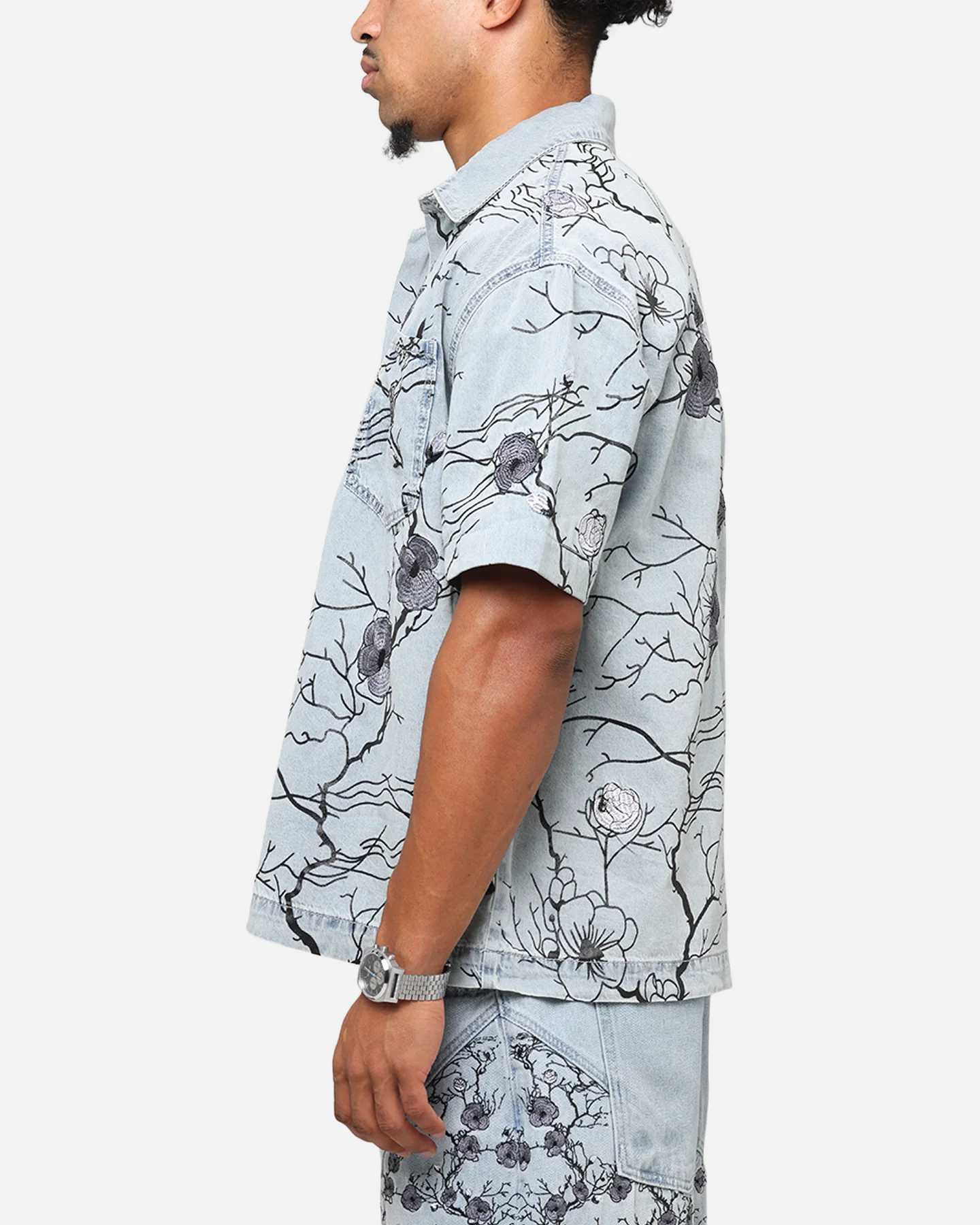 Saint Morta Poison Ivy Boxy Denim Shirt Mid Blue - Image 5
